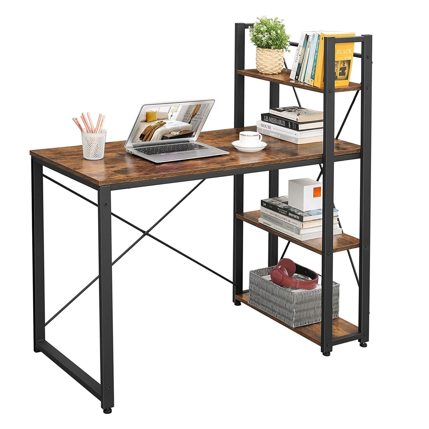 Bobbel Home Industrieel Hoekbureau - Werkbureau - Hout - Bruin