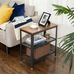 Bobbel Home Bobbel Home - Small wooden side table - Includes 2 grid boards - Metal - Brown & Black