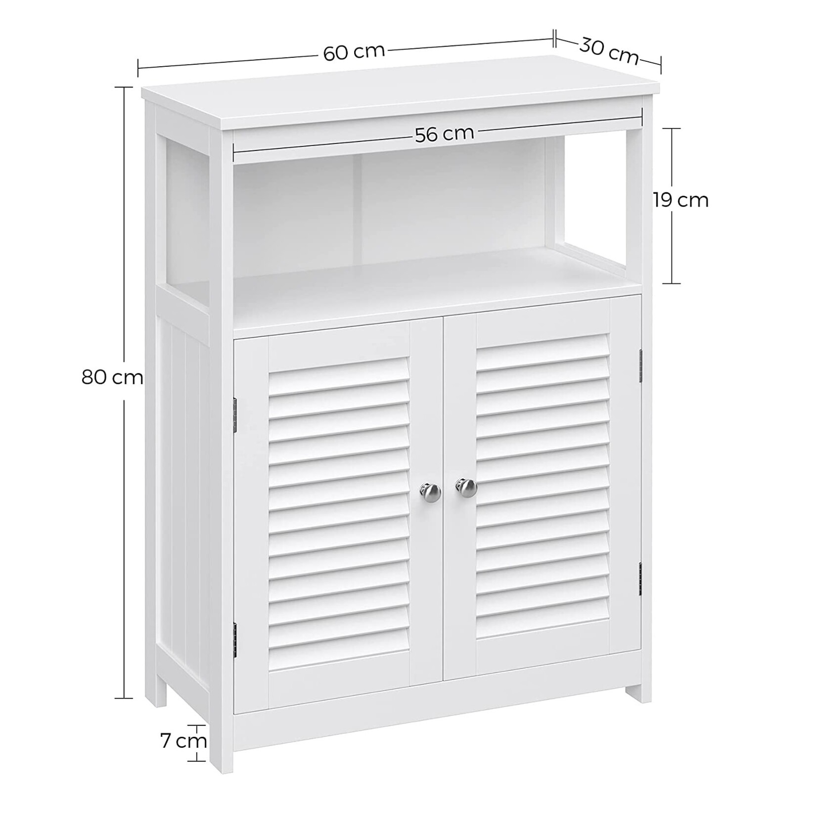 Bobbel Home Bobbel Home - White Bathroom Cabinet - Includes 2 Slat Doors - Rustic - MDF