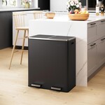 Bobbel Home Bobbel Home - Black Waste Bin - 2 x 30 Liter - 2 Compartments - Stainless Steel