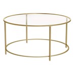 Bobbel Home Bobbel Home - Ronde Salontafel - Glazen Plaat - Metalen Frame - Koffietafel - Goud