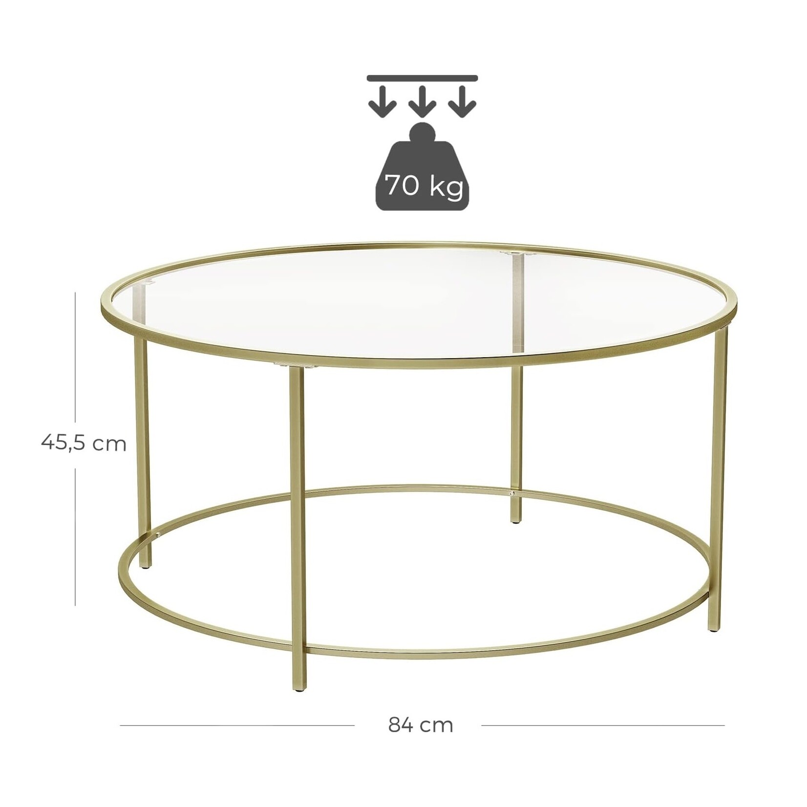 Bobbel Home Bobbel Home - Round Coffee Table - Glass Plate - Metal Frame - Coffee Table - Gold