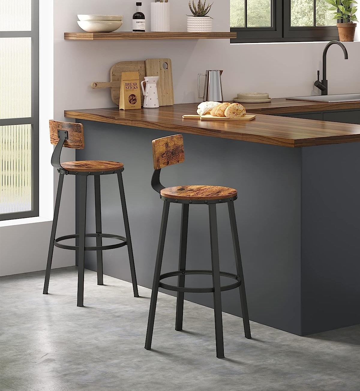 Bobbel Home - Barkruk - Set Van 2 - Vintage - Zwart