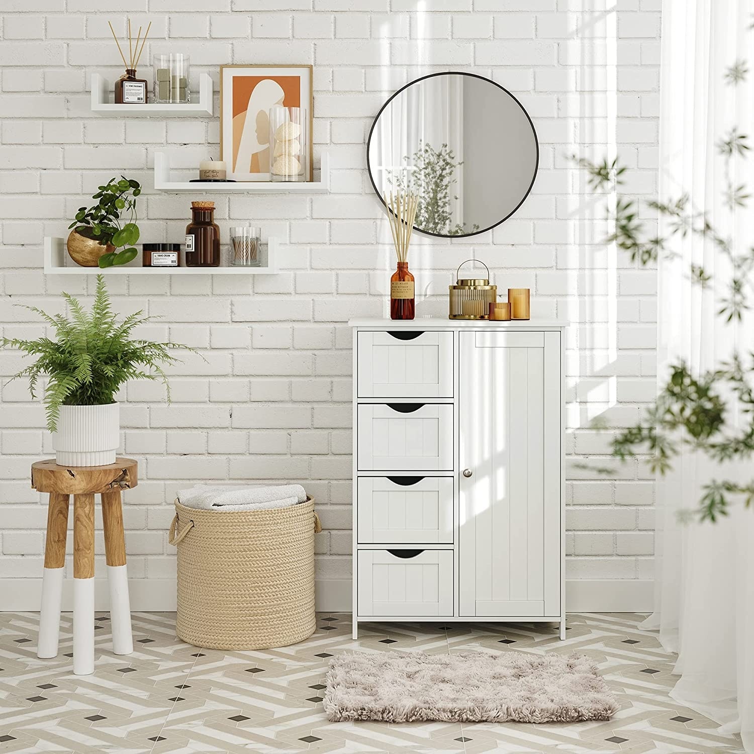 Bobbel Home Badkamerkast - 4 Lades - MDF - Wit