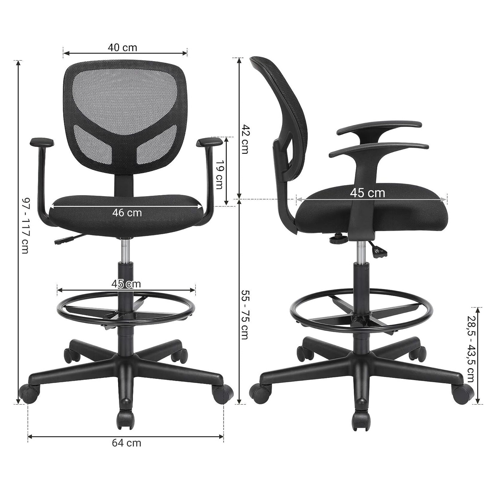 Bobbel Home Bobbel Home - Office chair - Height adjustable - 360° swivel - Black