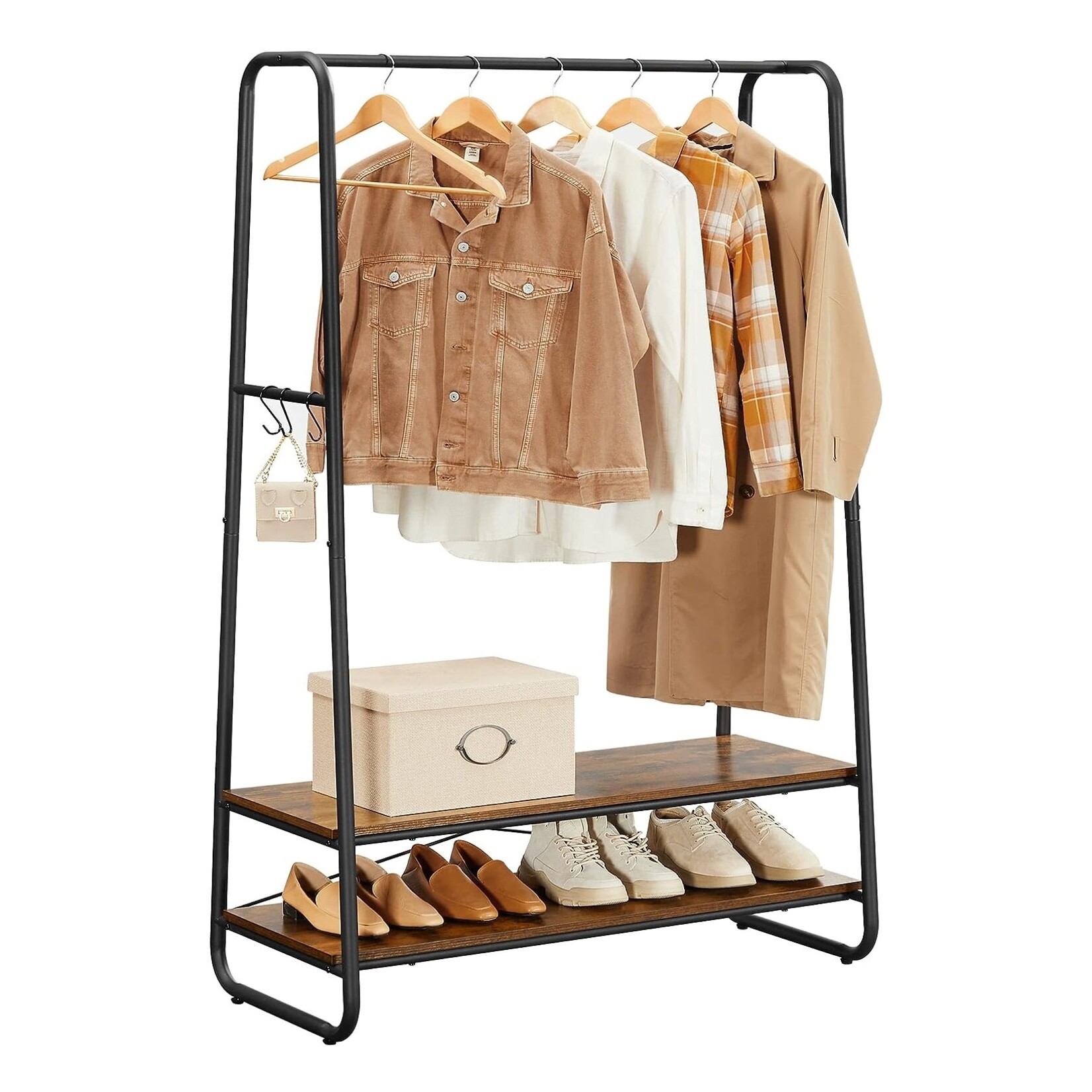 Bobbel Home Bobble Home - clothes rack - Coat rack - Steel Frame - Industrial - Incl 6 hooks - Black