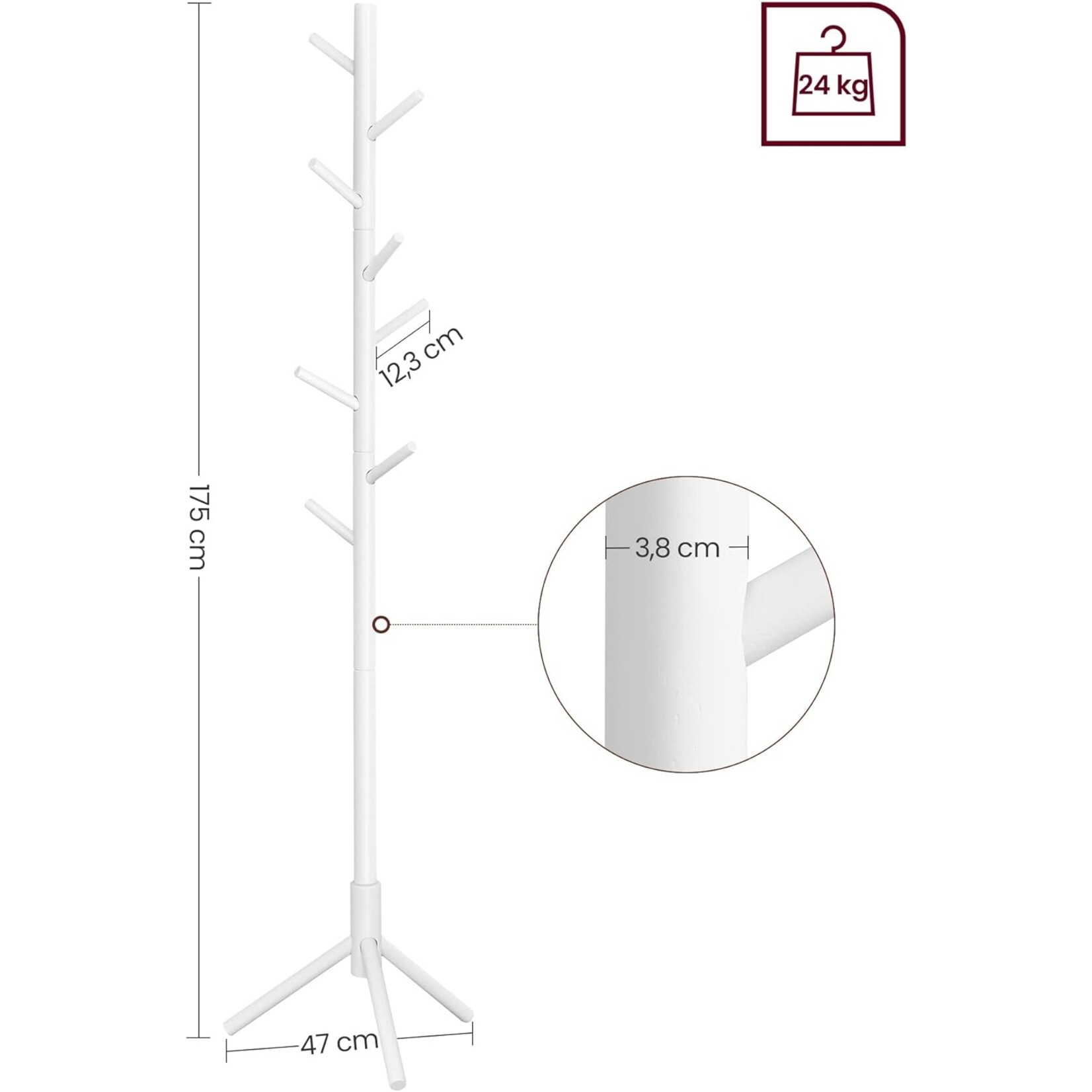 Bobbel Home Bobbel Home - Staande kapstok - Met 8 haken - 3 hoogte-opties - Hout