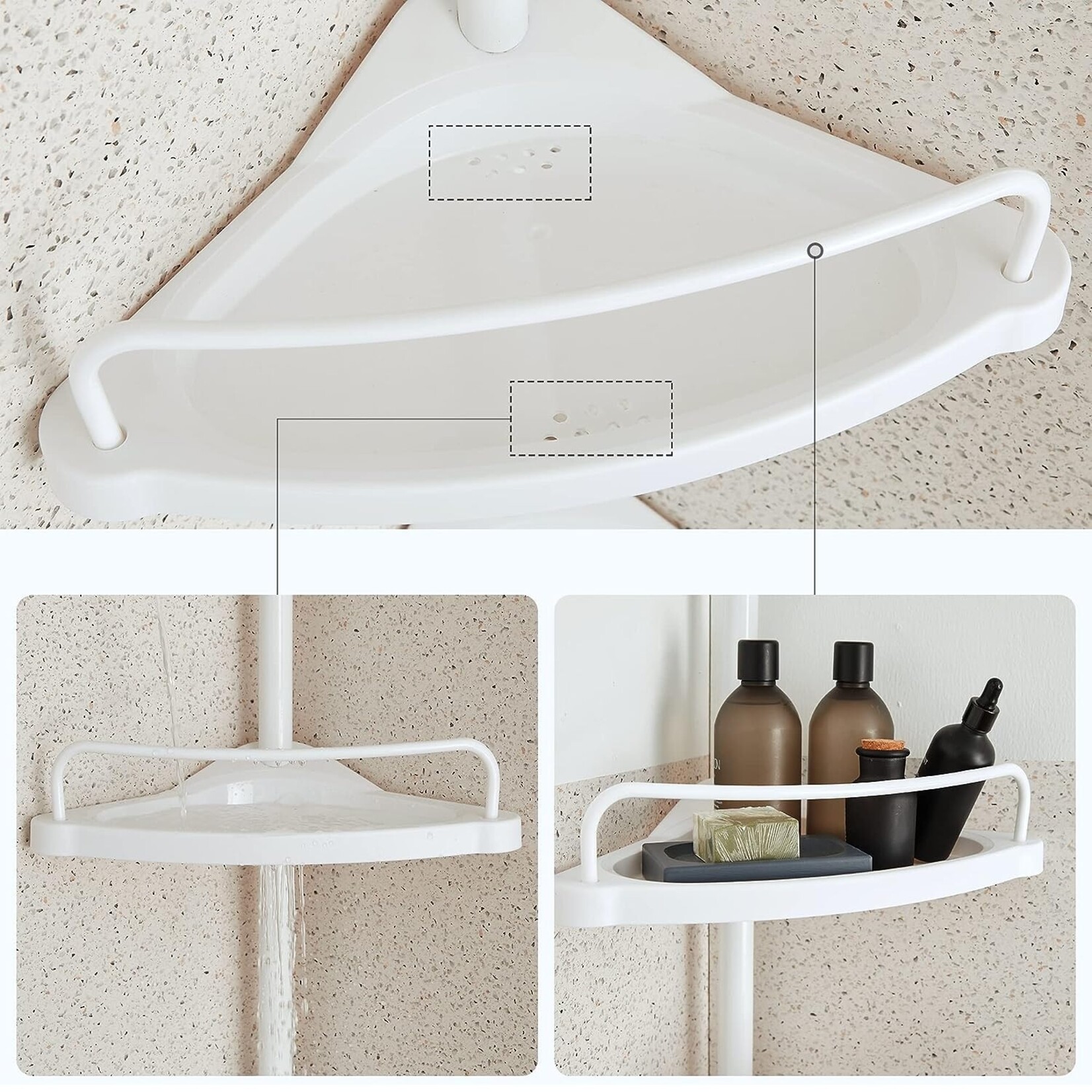 Bobbel Home Bobbel Home - Practical Shower Rack - 4 Shelves - Height Adjustable - White