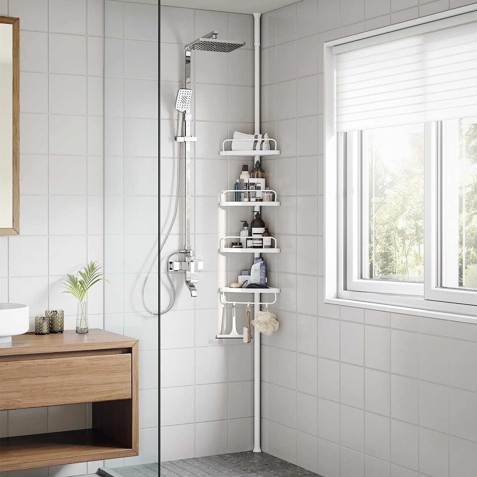 Bobbel Home Bobbel Home - Practical Shower Rack - 4 Shelves - Height Adjustable - White