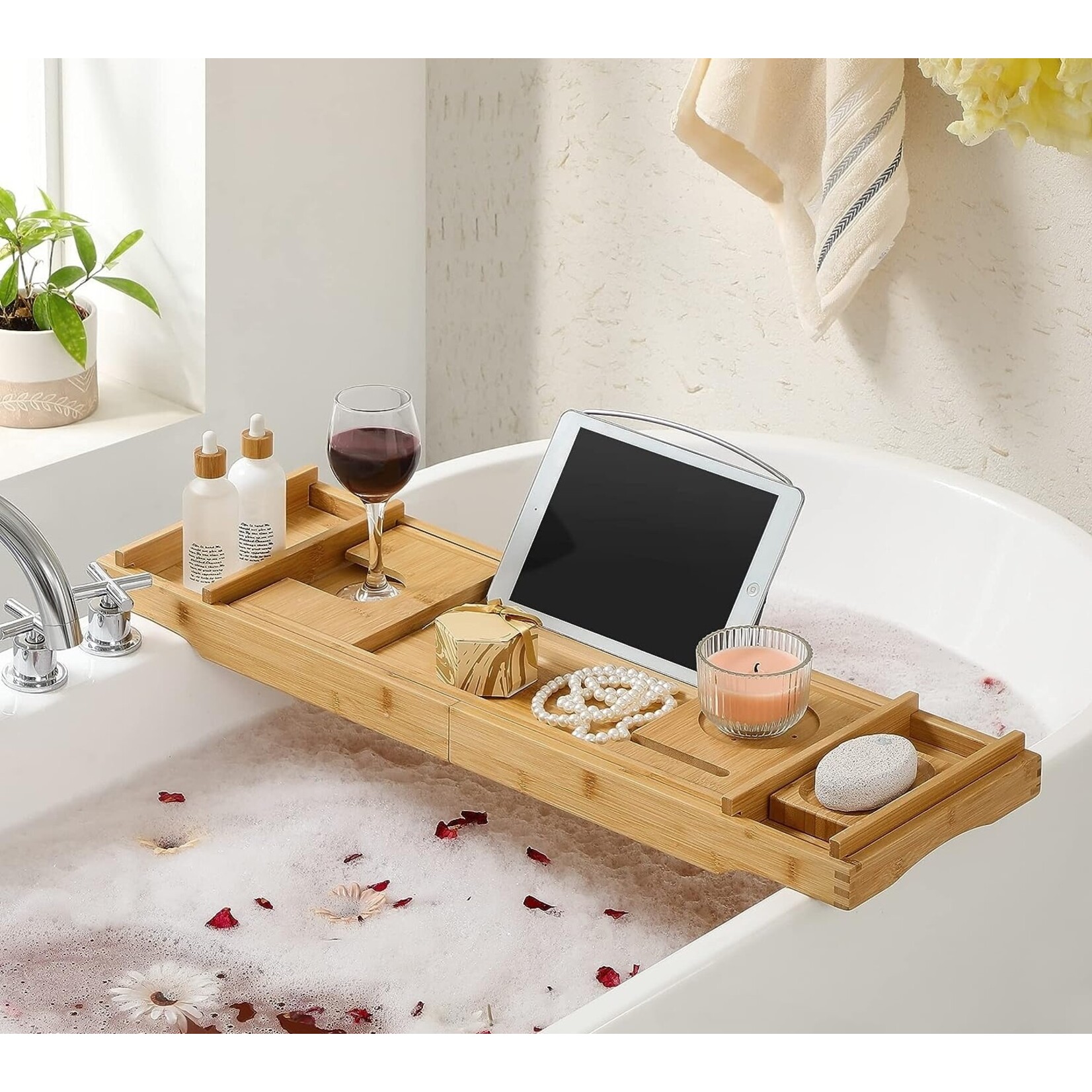Bobbel Home Bobble Home - Extendable bath rack - With cup holder - Bamboo