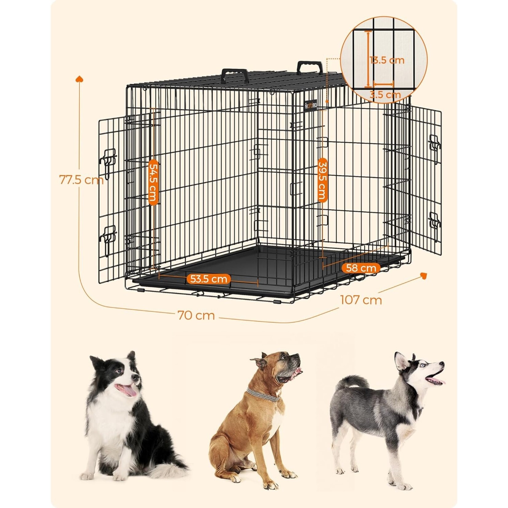 Bobbel Home Bobbel Home Dog Crate - Black - XL - 107 x 69 x 76 cm