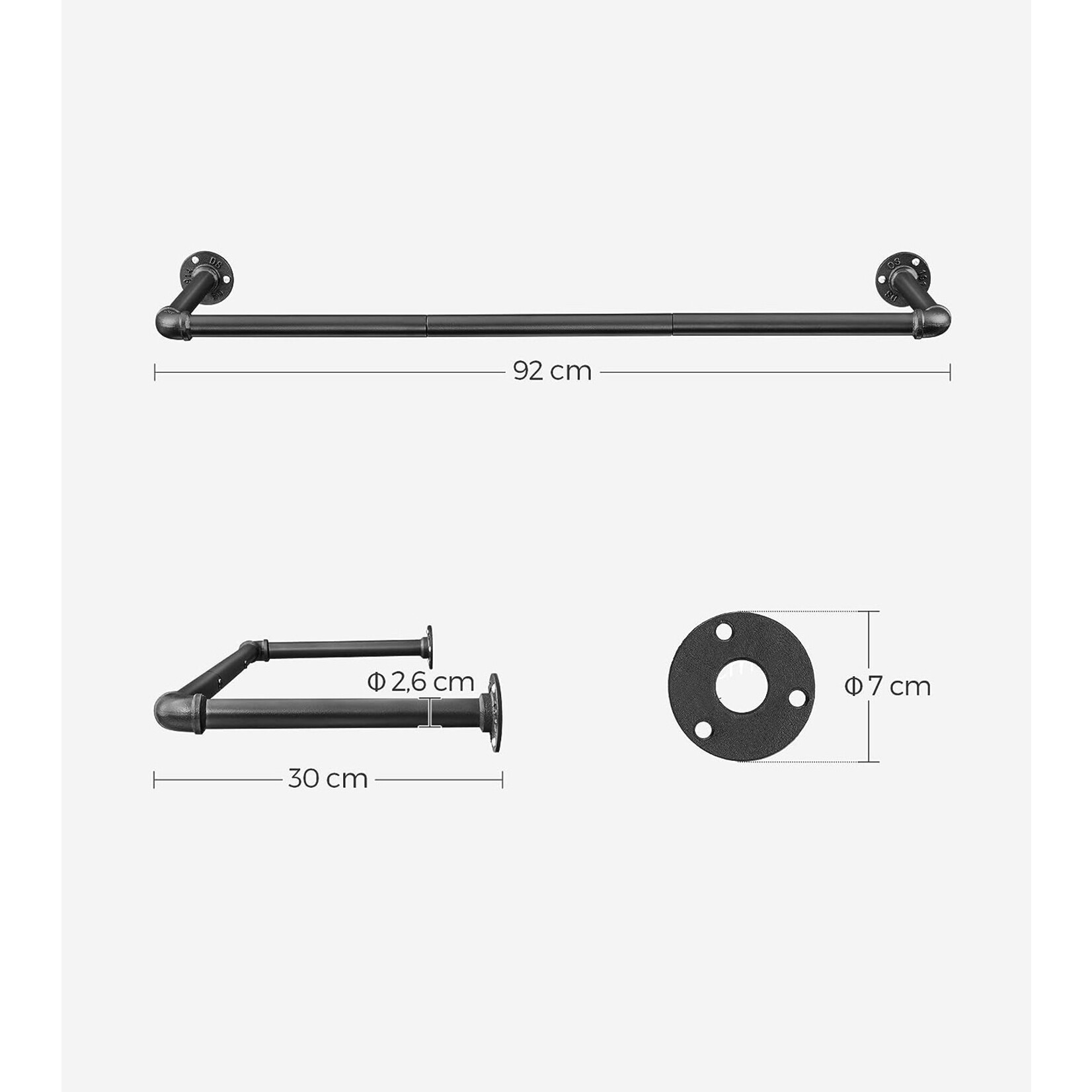 Bobbel Home Bobbel Home - Industriële kledingrek - max. 50 kg belastbaar - Zwart