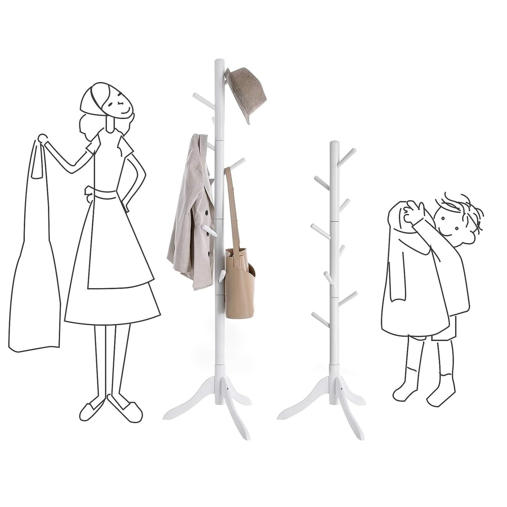 Bobbel Home Bobbel Home - Freestanding coat rack - 8 hooks - Tree shape - Wood - White