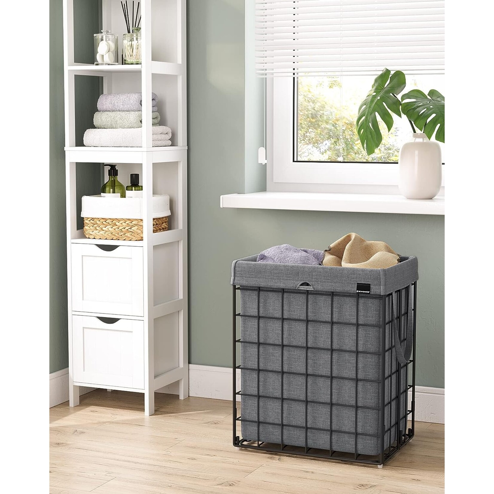 Bobbel Home Bobble Home- Laundry basket 90L - Foldable - Metal Frame - Black/Gray