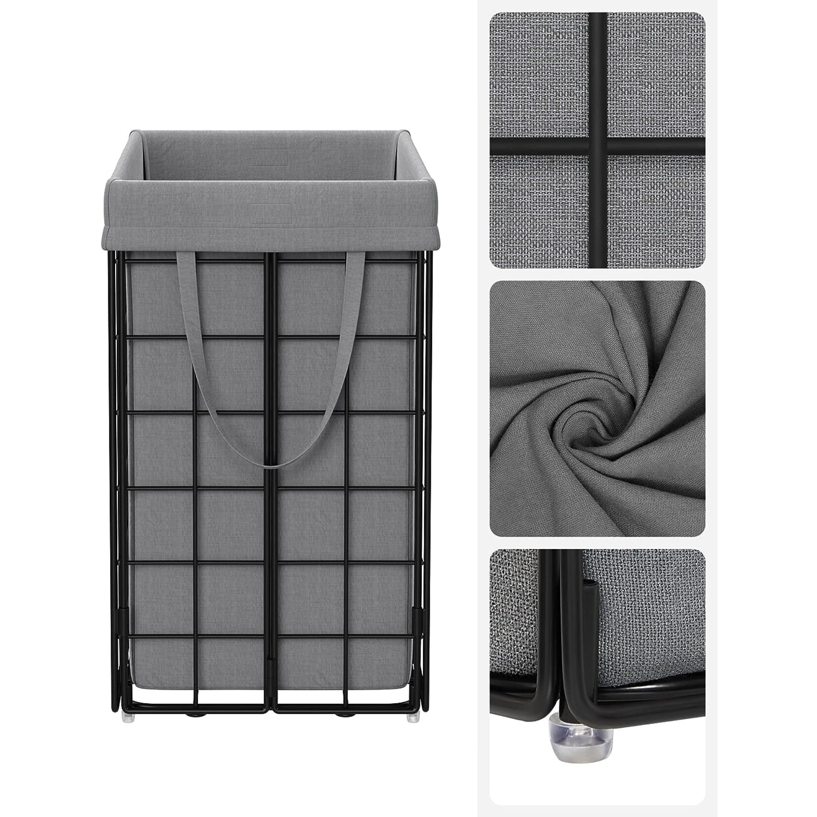 Bobbel Home Bobble Home- Laundry basket 90L - Foldable - Metal Frame - Black/Gray