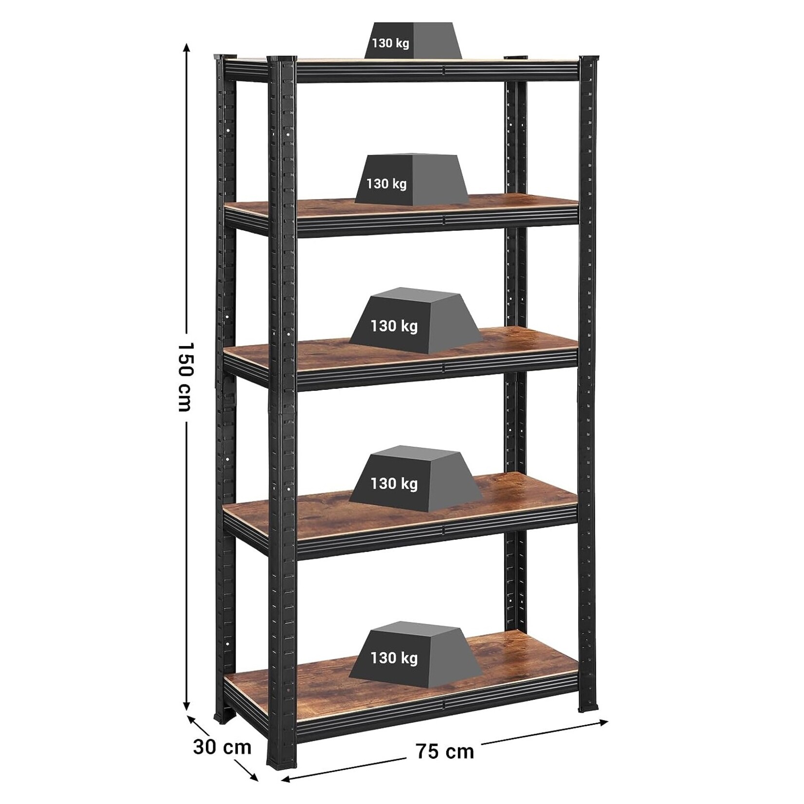 Bobbel Home Bobbel Home - Shelving Cabinet - Industrial Storage Rack - Adjustable Shelves - Black