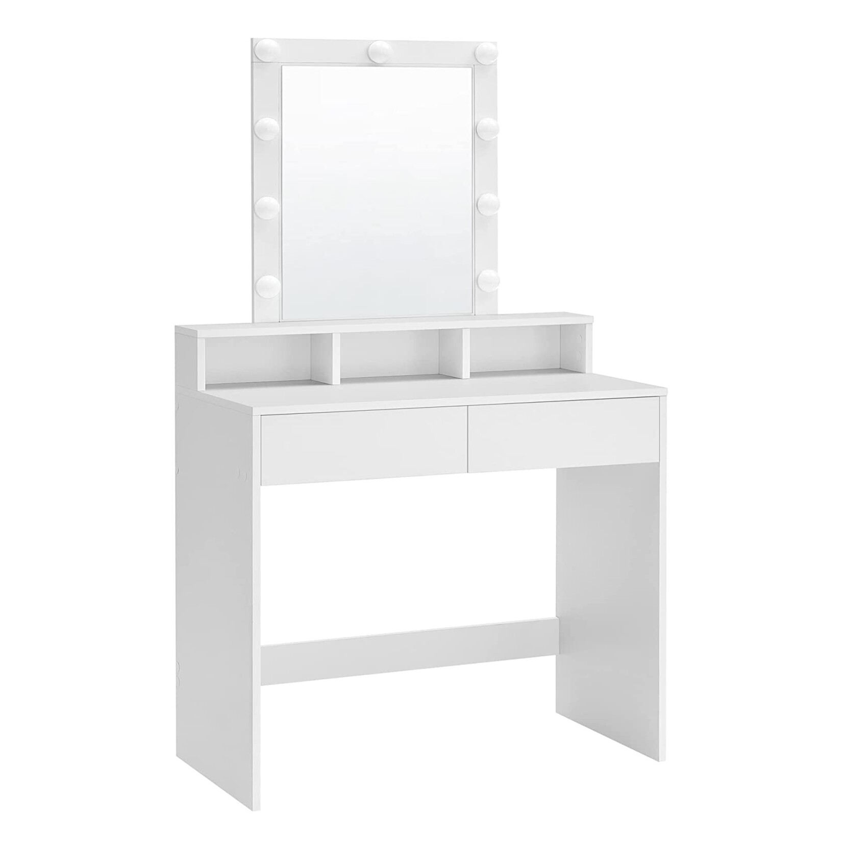 Bobbel Home Bobbel Home - White Dressing table - Rectangular mirror - Light bulbs - 2 drawers and 3 open compartments - White