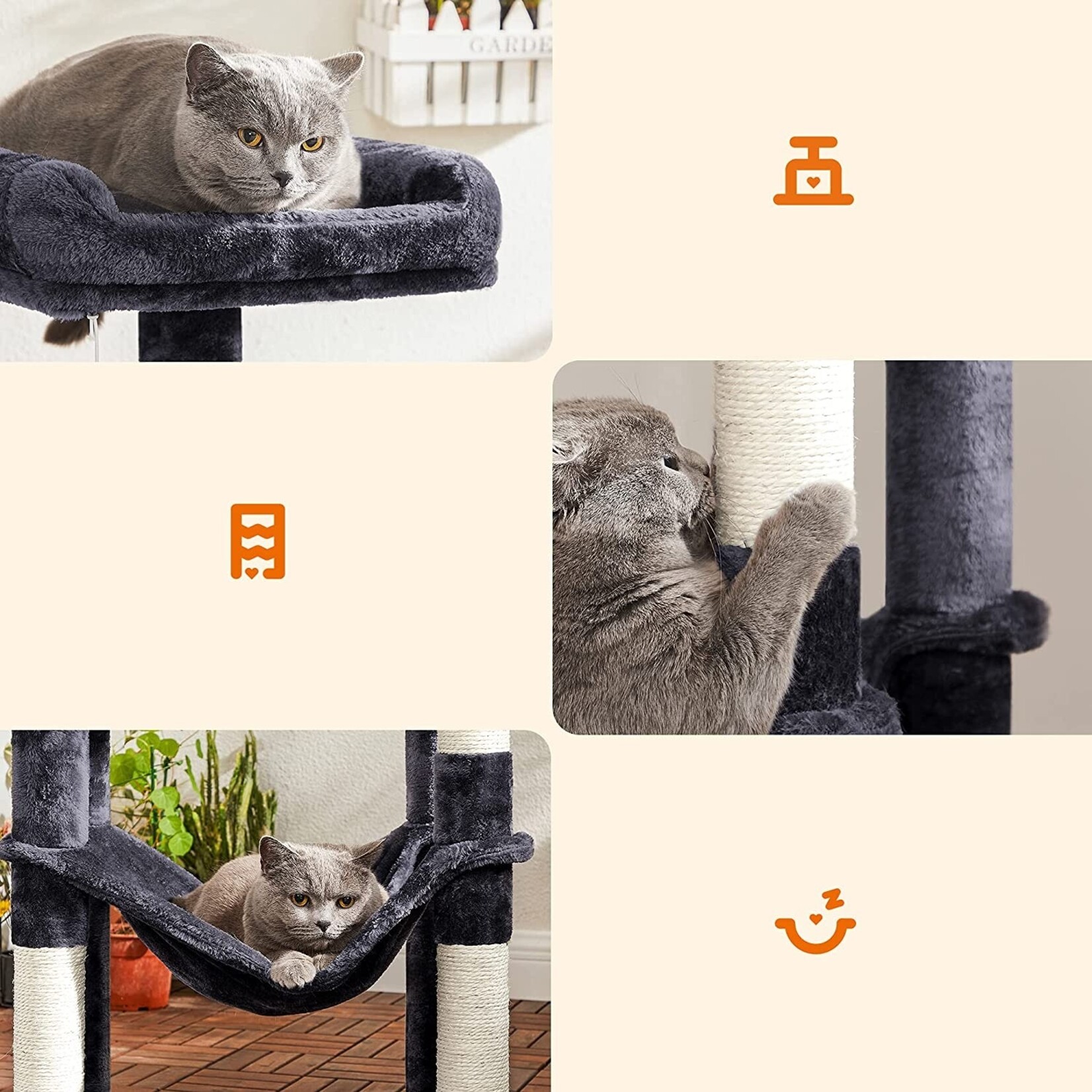 Bobbel Home Bobbel Home - Scratching post - Incl. hammock - Cat tree - Cave - Plush - Dark gray