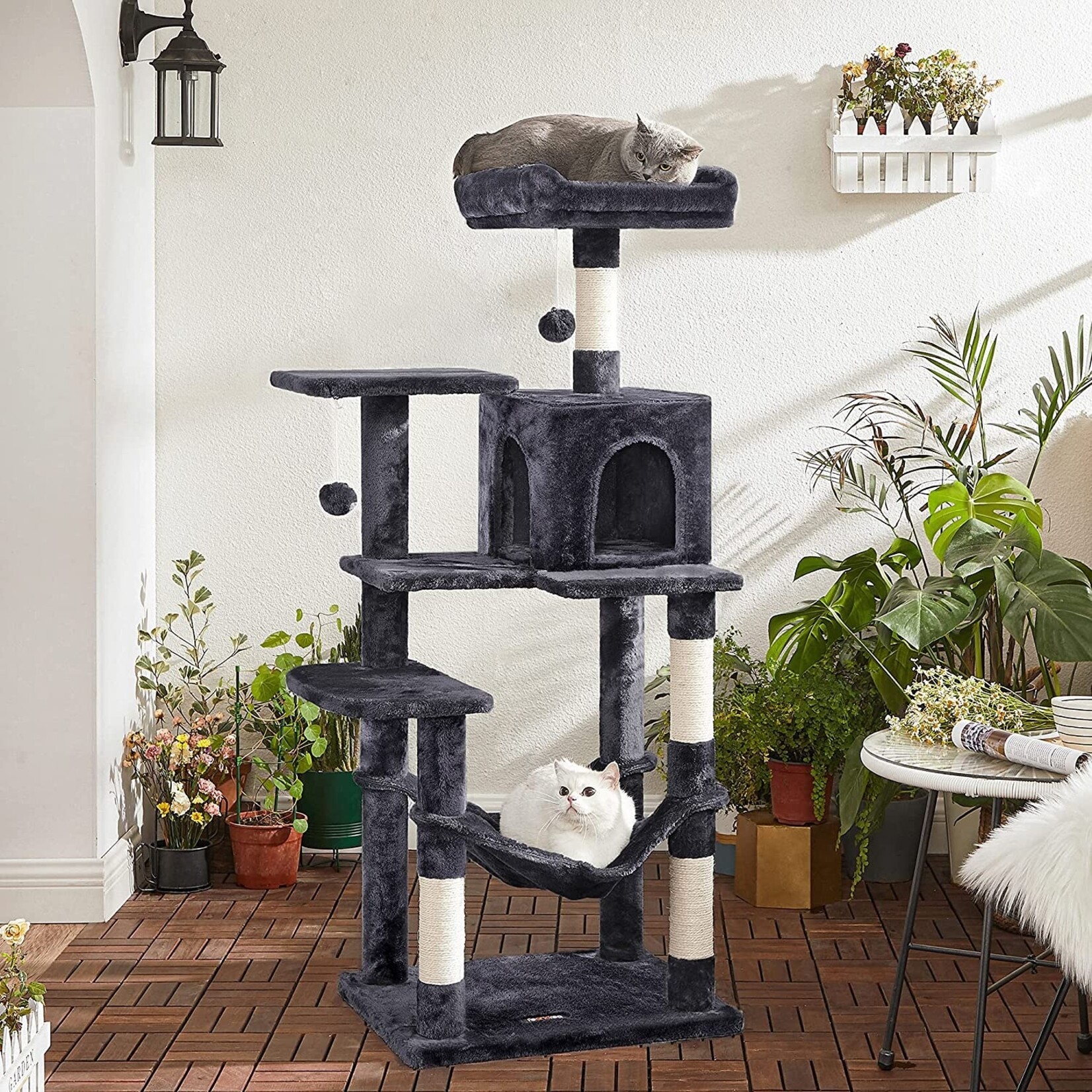 Bobbel Home Bobbel Home - Scratching post - Incl. hammock - Cat tree - Cave - Plush - Dark gray