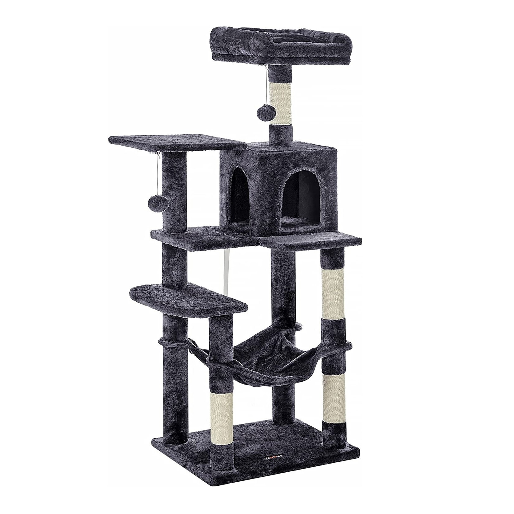 Bobbel Home Bobbel Home - Krabpaal - Incl. hangmat - Kattenboom - Grot - Pluche - Donkergrijs