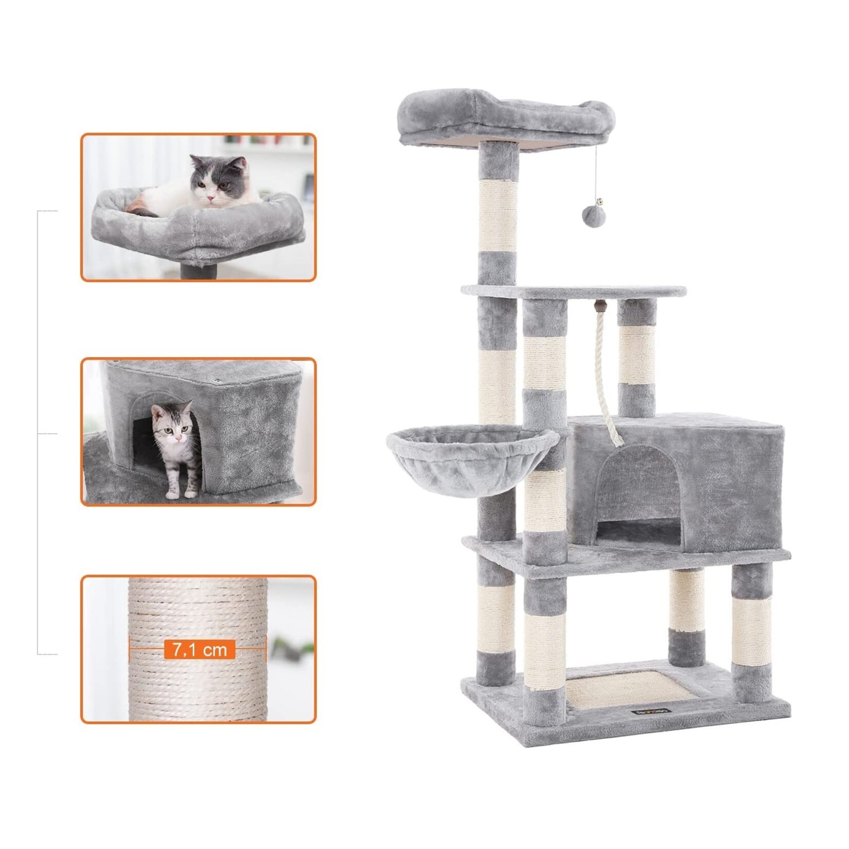 Bobbel Home Bobbel Home - Stable Cat Post - Incl. 1 Cave & 1 Basket - Climbing Tree - Plush - Gray