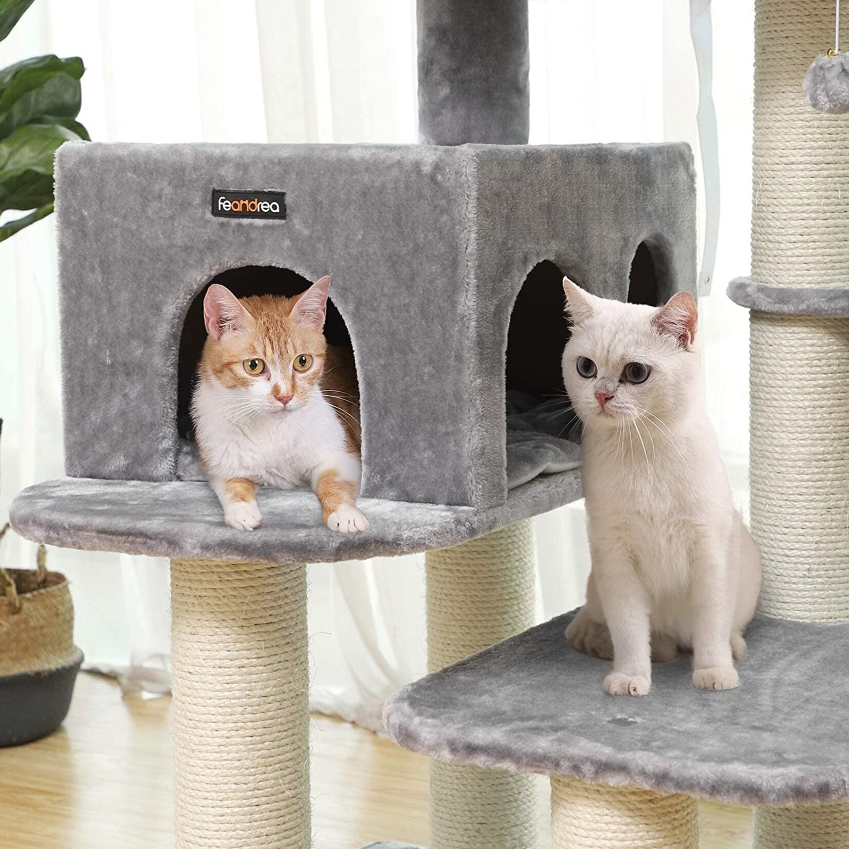 Bobbel Home Bobbel Home - Stable Cat Post - Incl. Viewing Platform - Thick trunks - Cat Tree - 1 Cave - Gray