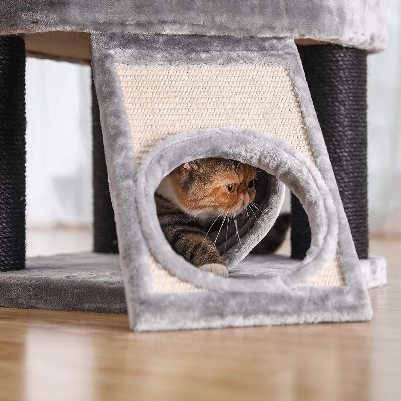 Bobbel Home Bobbel Home - Stable Cat Post - Viewing Platform - Cat Tower - Basket - Cave - Plush - Gray & Black