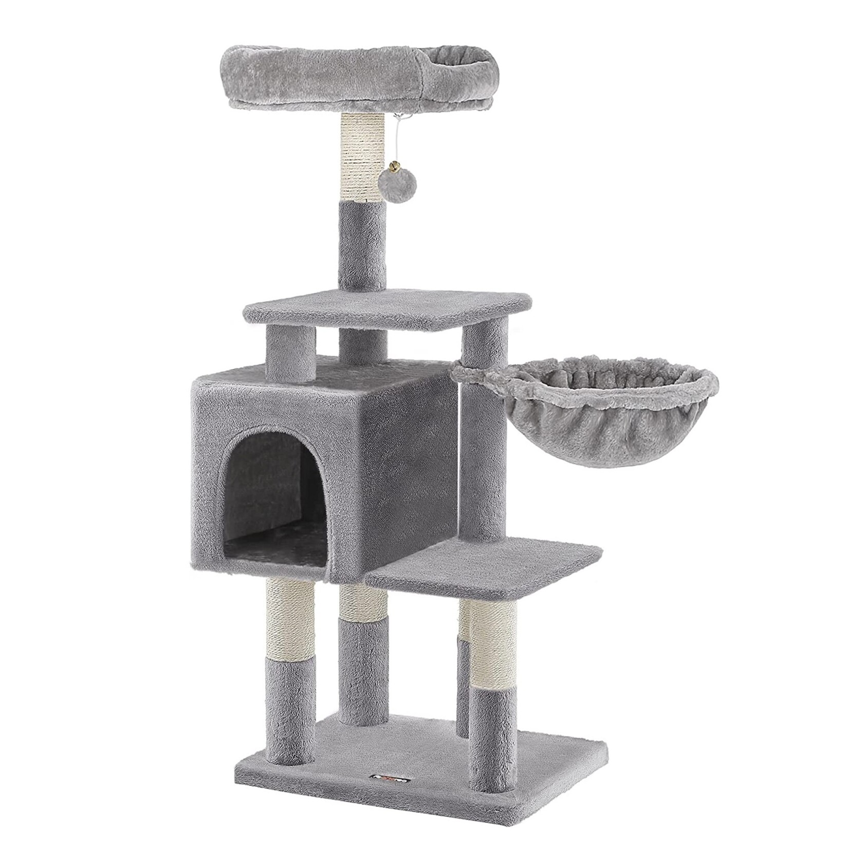 Bobbel Home Bobbel Home - Stable Cat Post - Incl. Cave and Hammock - Climbing Tree - Viewing Platform - Gray