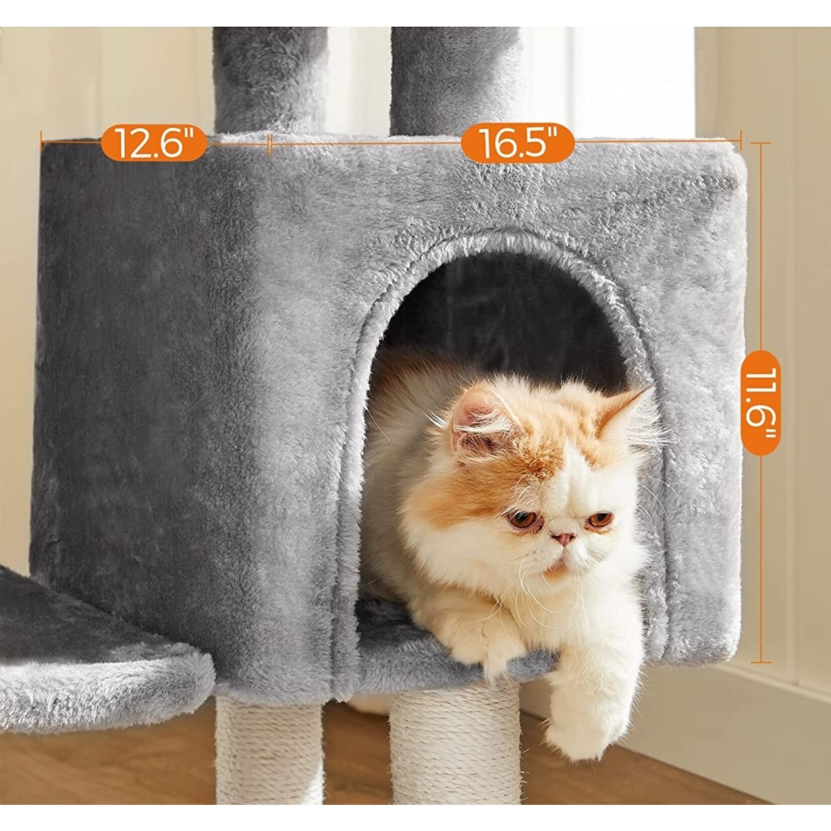 Bobbel Home Bobbel Home - Stable Cat Post - Incl. Cave and Hammock - Climbing Tree - Viewing Platform - Gray