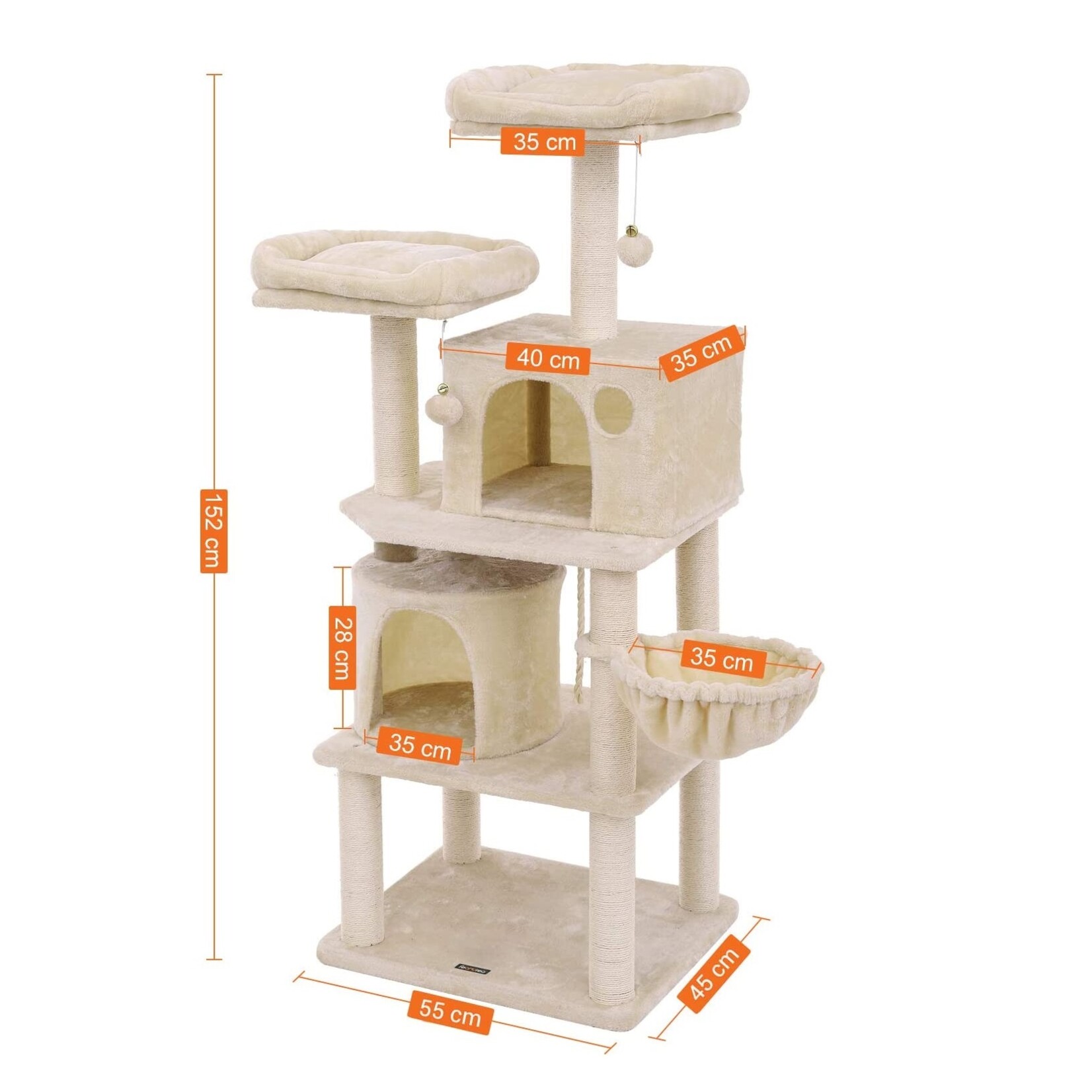 Bobbel Home Bobbel Home - Stable Scratch Post - 2 Caves - 2 Viewing Platforms - Basket - Plush - Beige