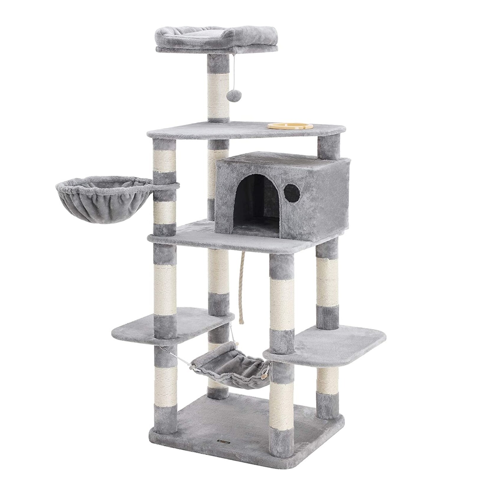 Bobbel Home Bobbel Home - Stable Scratch Post - Incl. Hammock, Basket, Lookout Platform, Cave - Climbing Tree - Plush - Gray