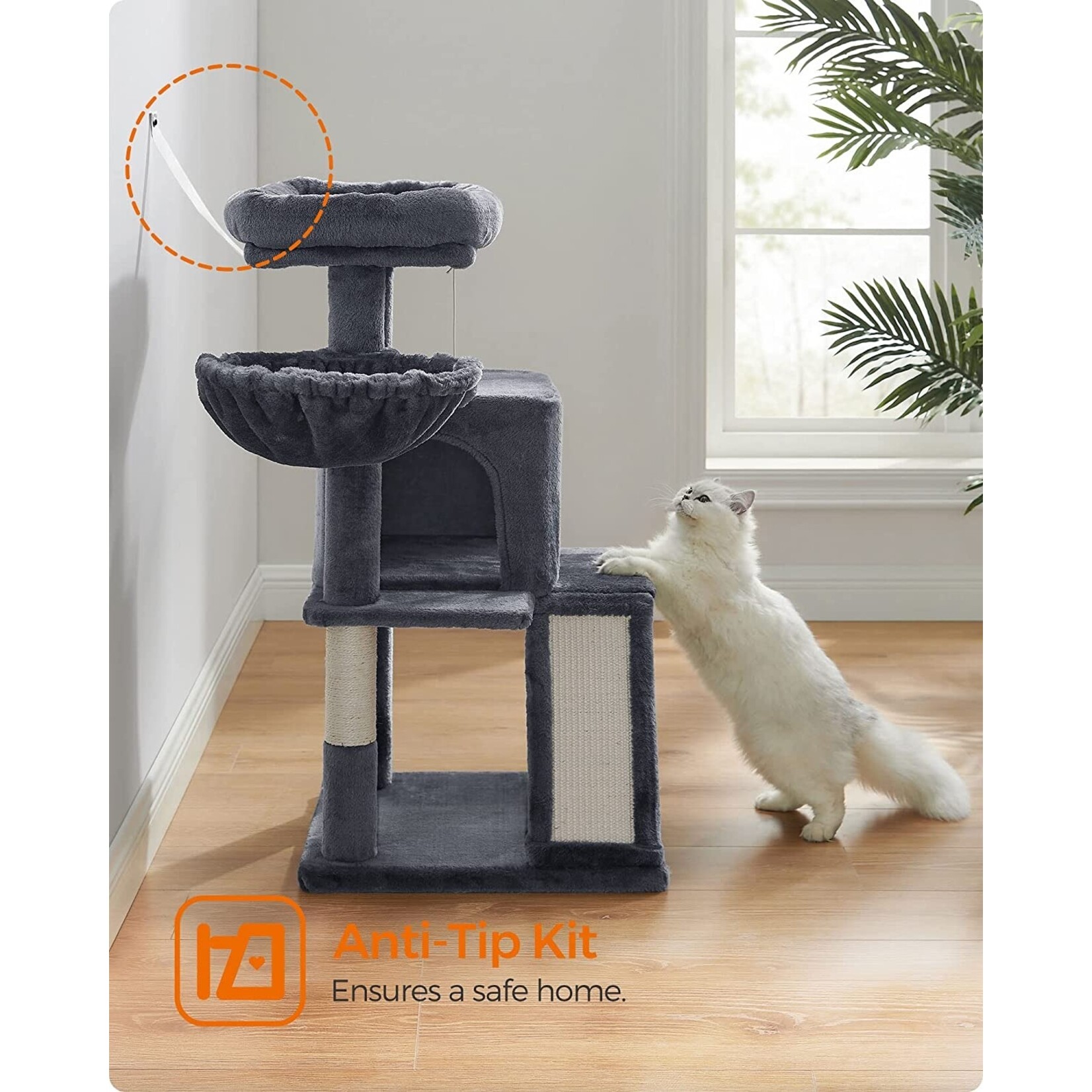 Bobbel Home Bobbel Home - Stable Scratching Post - Incl. Viewing Platforms - Cave - Scratching Board - Climbing Tree - Dark Grey