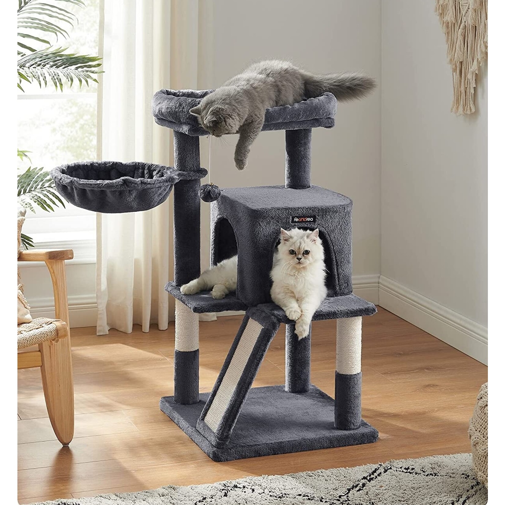 Bobbel Home Bobbel Home - Stable Scratching Post - Incl. Viewing Platforms - Cave - Scratching Board - Climbing Tree - Dark Grey