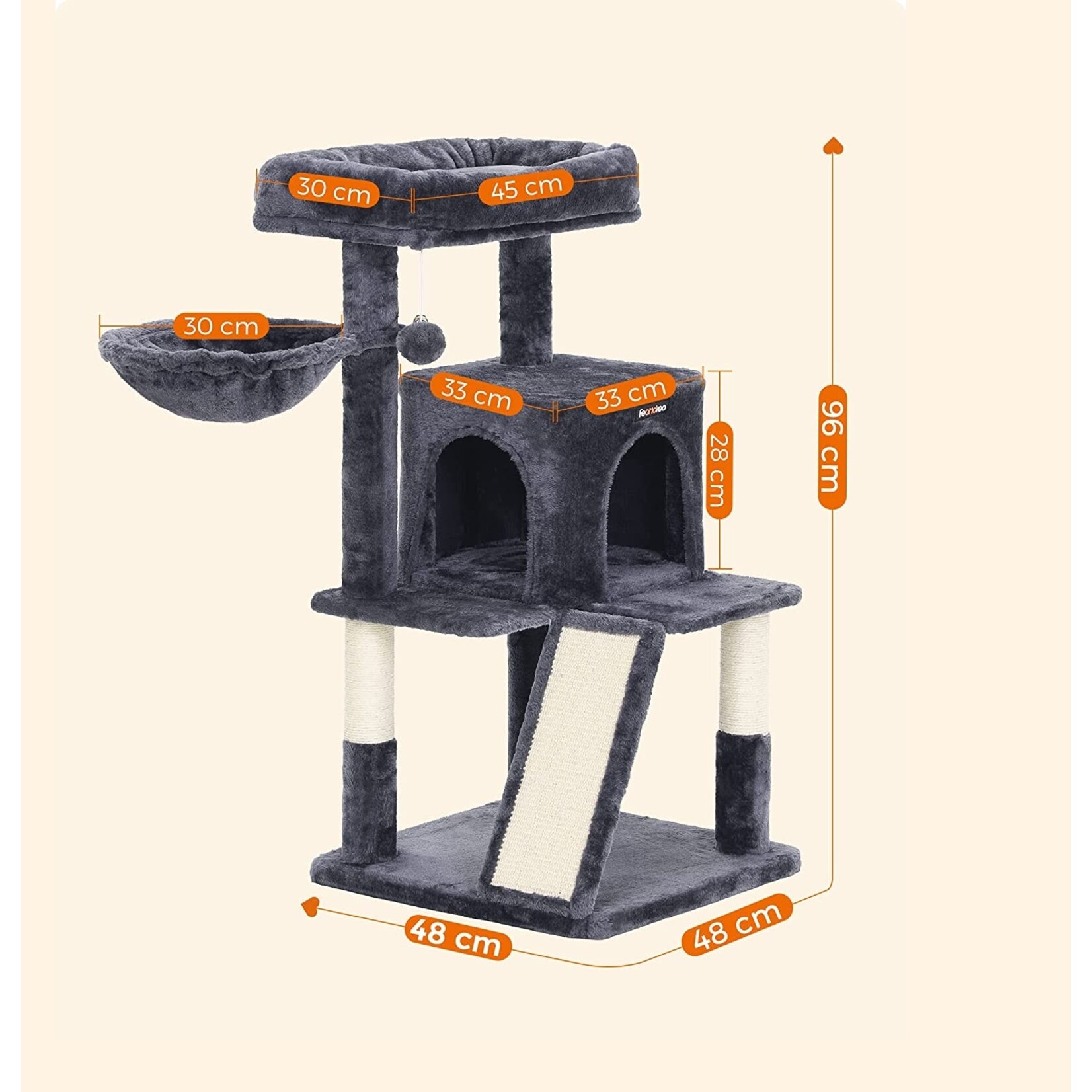 Bobbel Home Bobbel Home - Stable Scratching Post - Incl. Viewing Platforms - Cave - Scratching Board - Climbing Tree - Dark Grey