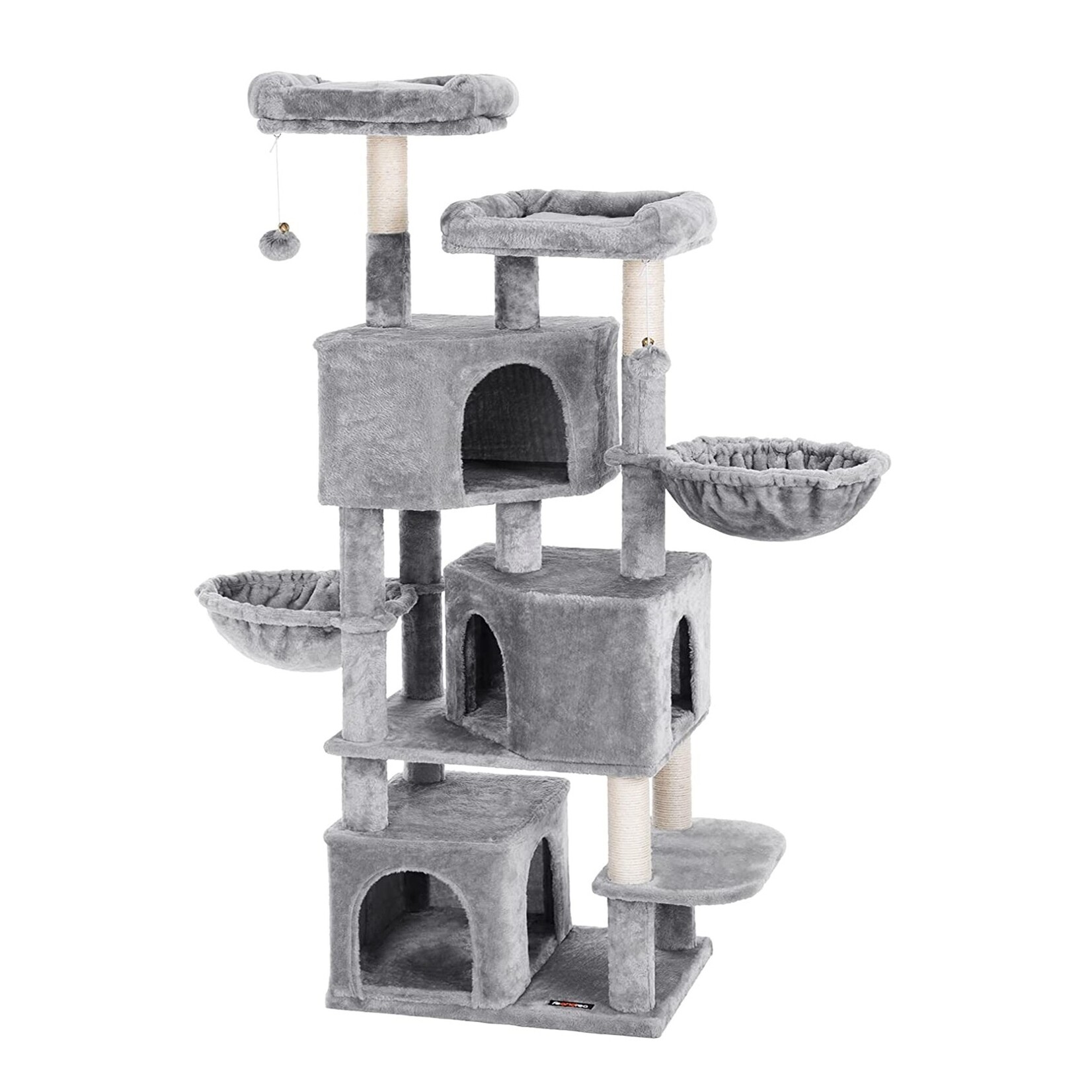 Bobbel Home Bobbel Pets - Stable Scratching Post - Incl. 3 Caves - 2 Baskets - 2 Viewing Platforms - Plush - Gray