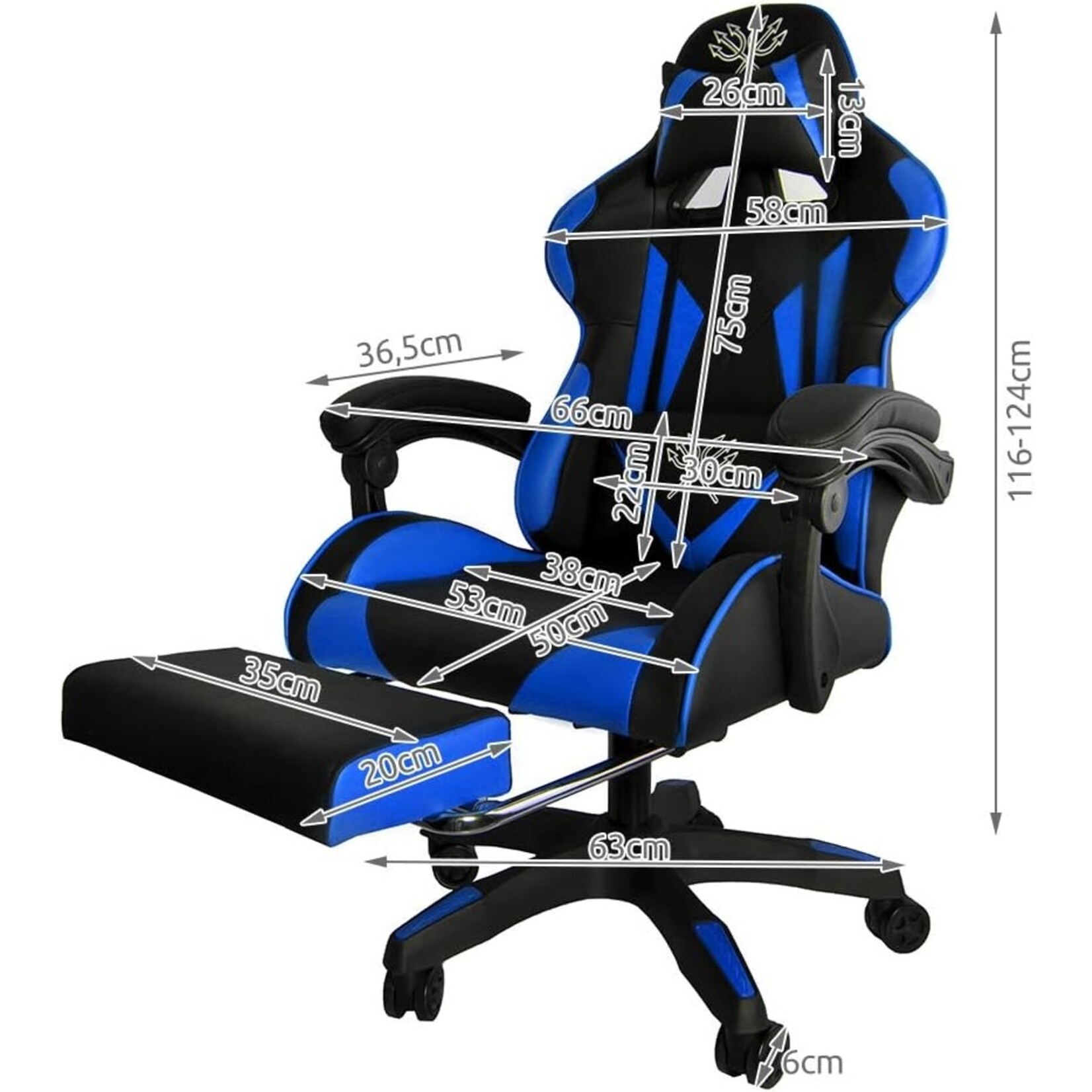 Bobbel Home Bobbel Home - Luxury Office Chair - Adjustable - Extendable Footrest - Gaming Chair - Blue