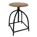 Bobbel Home Bobbel Home - Draaikruk Barkruk Draaistoel in Hoogte Verstelbaar - 34 x75x34 - Liverpool Massief Hout - Duurzaam Metalen Frame