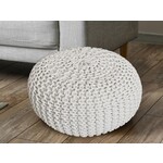 Bobbel Home Bobbel Home - Footstool - Stool Ø 55 cm x 37 cm - White - Coarse knitted look - Durable