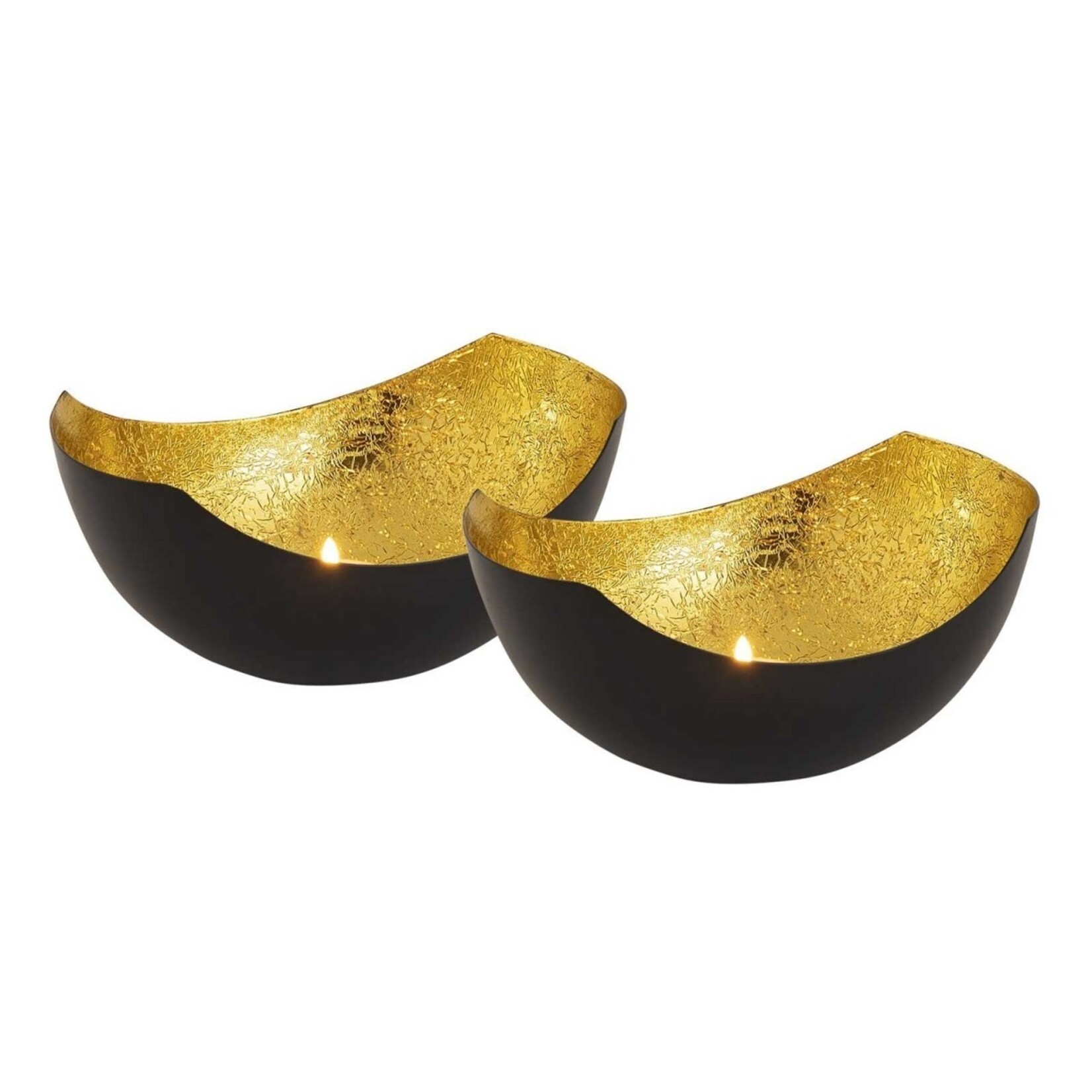 Bobbel Home Bobbel Home - Candlestick holder set 2 pcs Candlestick Love bowl shape black matt gold-plated inside