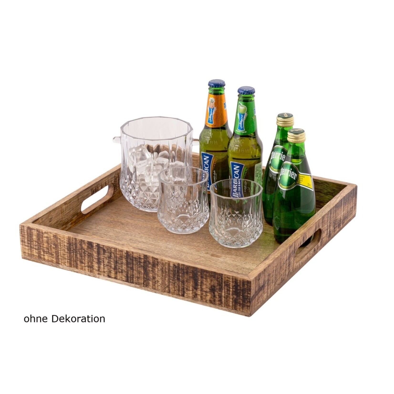 Bobbel Home Bobbel Home - Houten Dienblad - Decoratief Serveerblad -40x40cm - Bruin - Mangohout