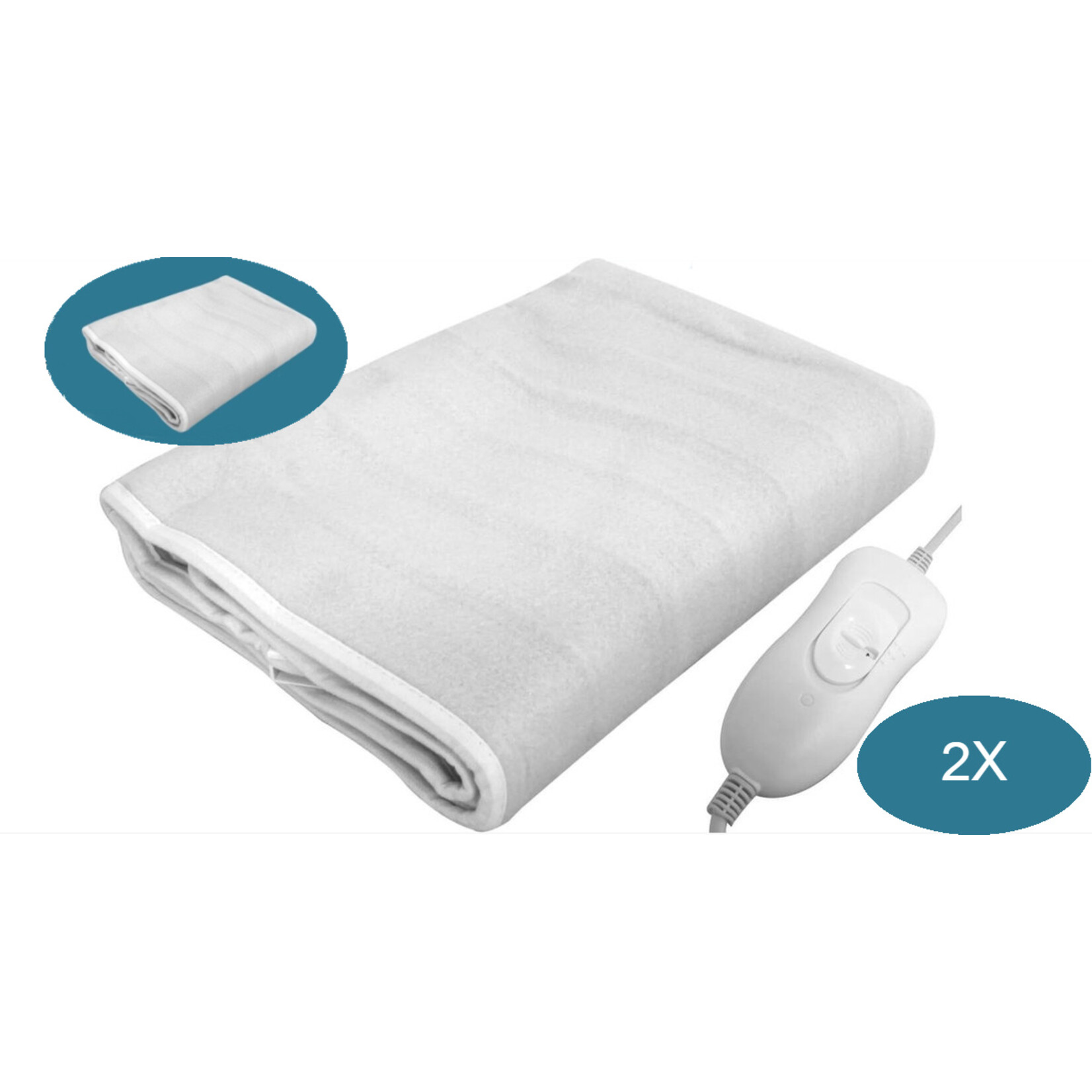 Parya 2 pack Parya Home - Heated Blanket - 3 heat settings - Heat blanket - blanket 1 person - underblanket - 150 x 80 cm - White