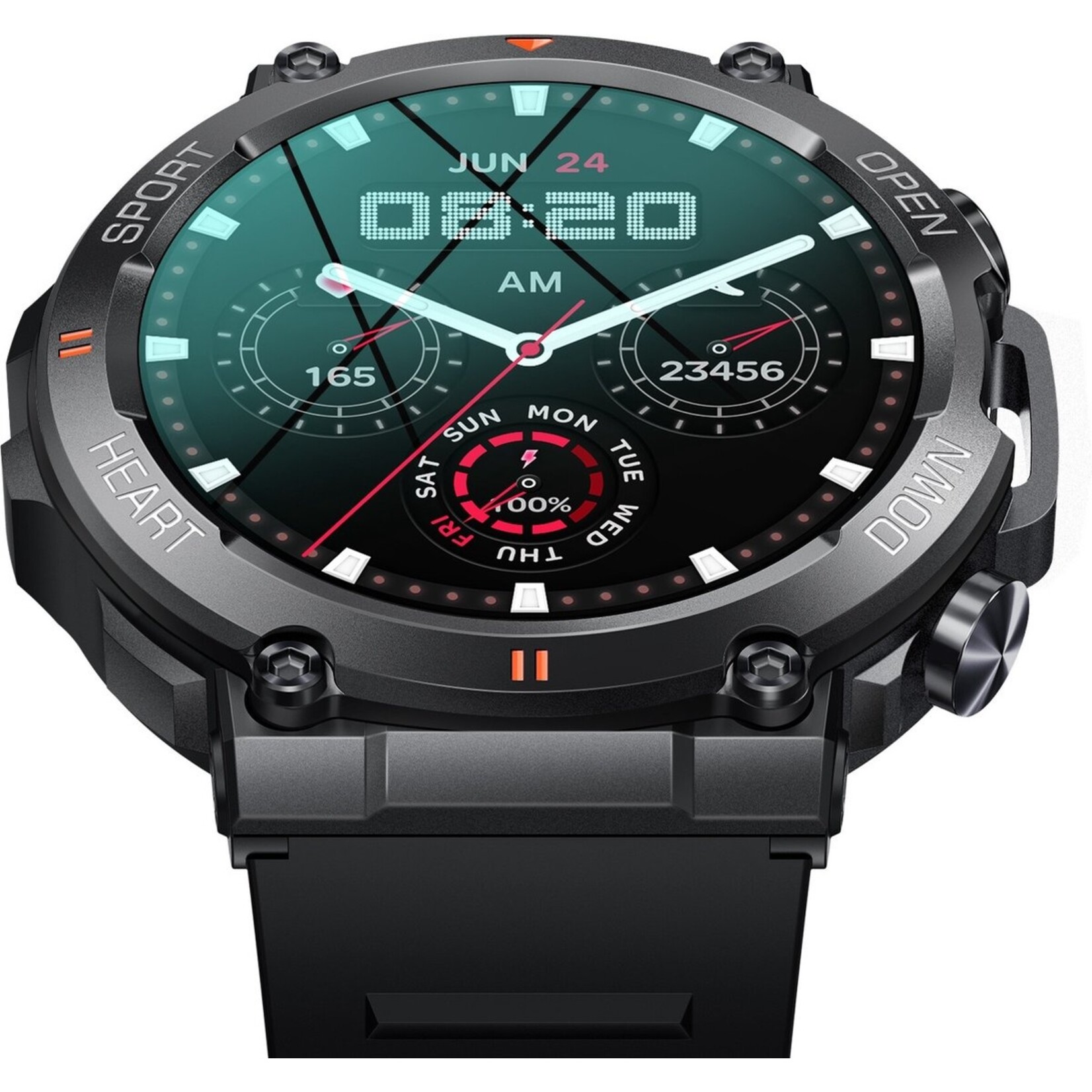 Dutch Wanted DutchWanted - Indestructible Smartwatch - 47mm - Voor Dames en Heren - Stappenteller - Hartslagmeter - IOS en Android - Zwart