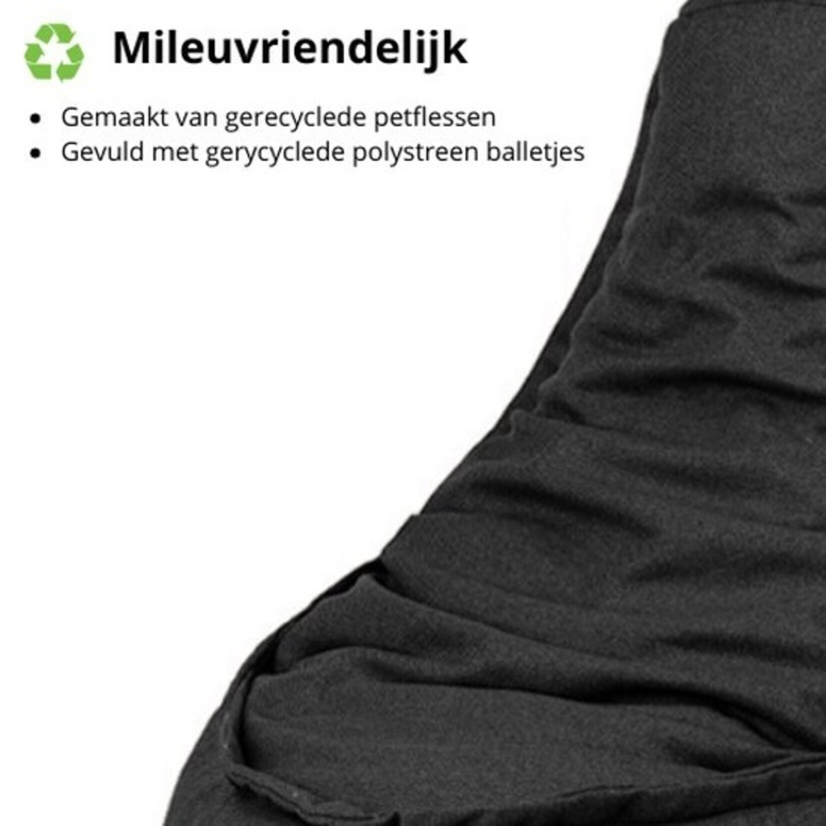 Bobbel Home Bobble Home - Beanbag Chair Shape - Milano - Durable - Lounge Chair - 98% Recycled Pet Bottles - 100 Liters - For Indoor and Outdoor - Junior - Water Repellent - Black