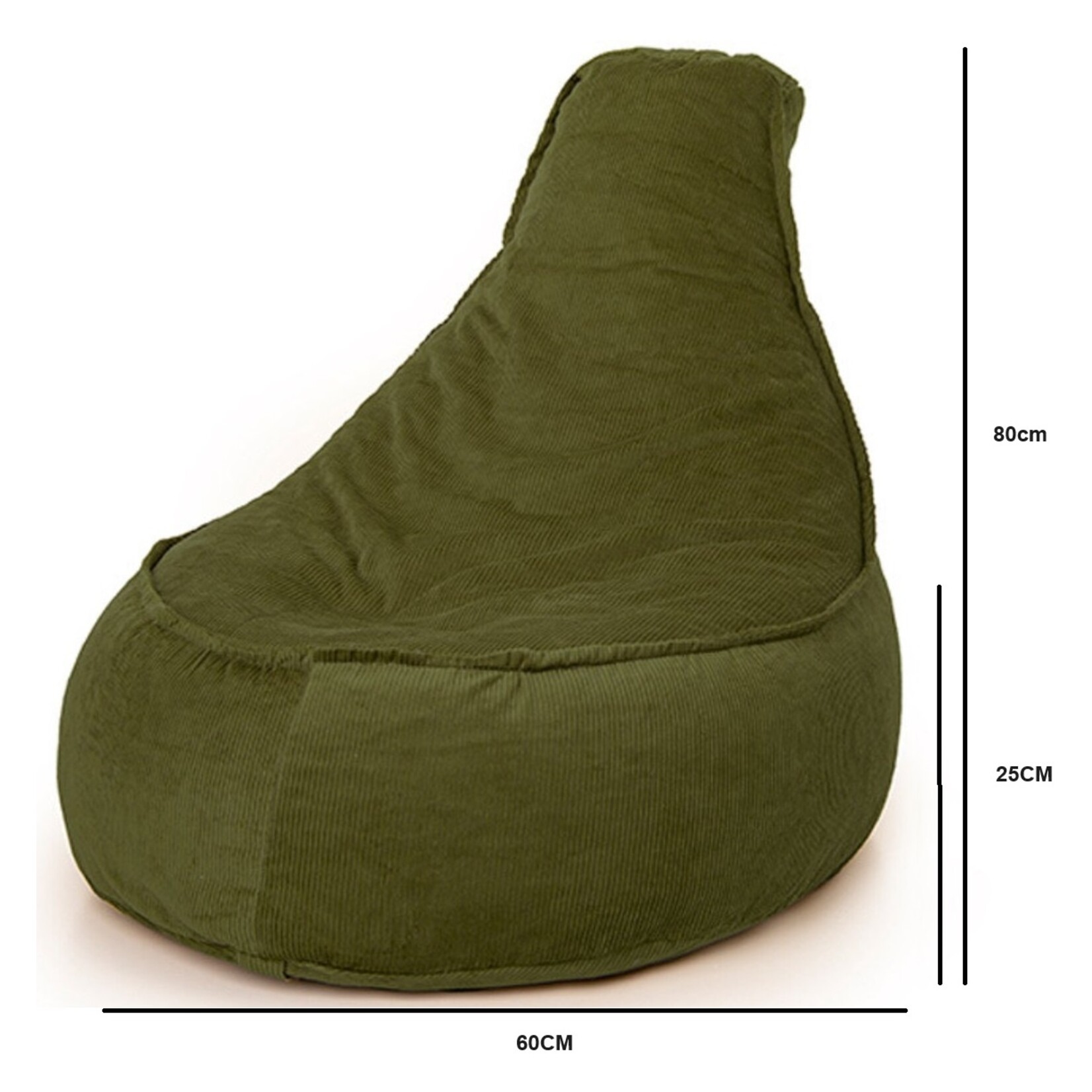 Bobbel Home Bobbel Home - Seat Bag Chair Shape - Santiago - Rib Fabric - Seat Chair - Junior - 100 liters - Curduroy - For Indoor - Hunter