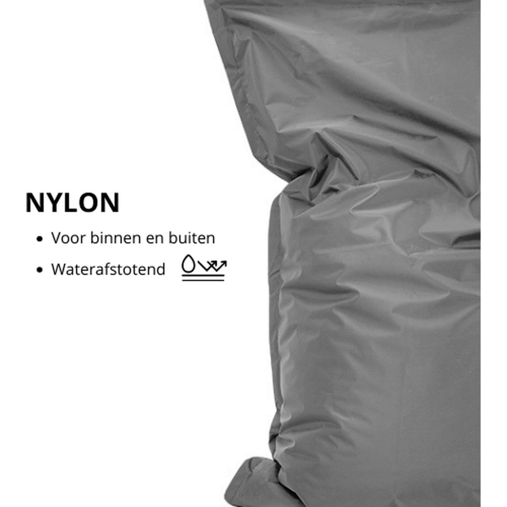 Bobbel Home Bobbel Home - Beanbag Bella - Spacious beanbags - Cushion - Nylon - 100x150 cm - For Indoor and Outdoor - Gray