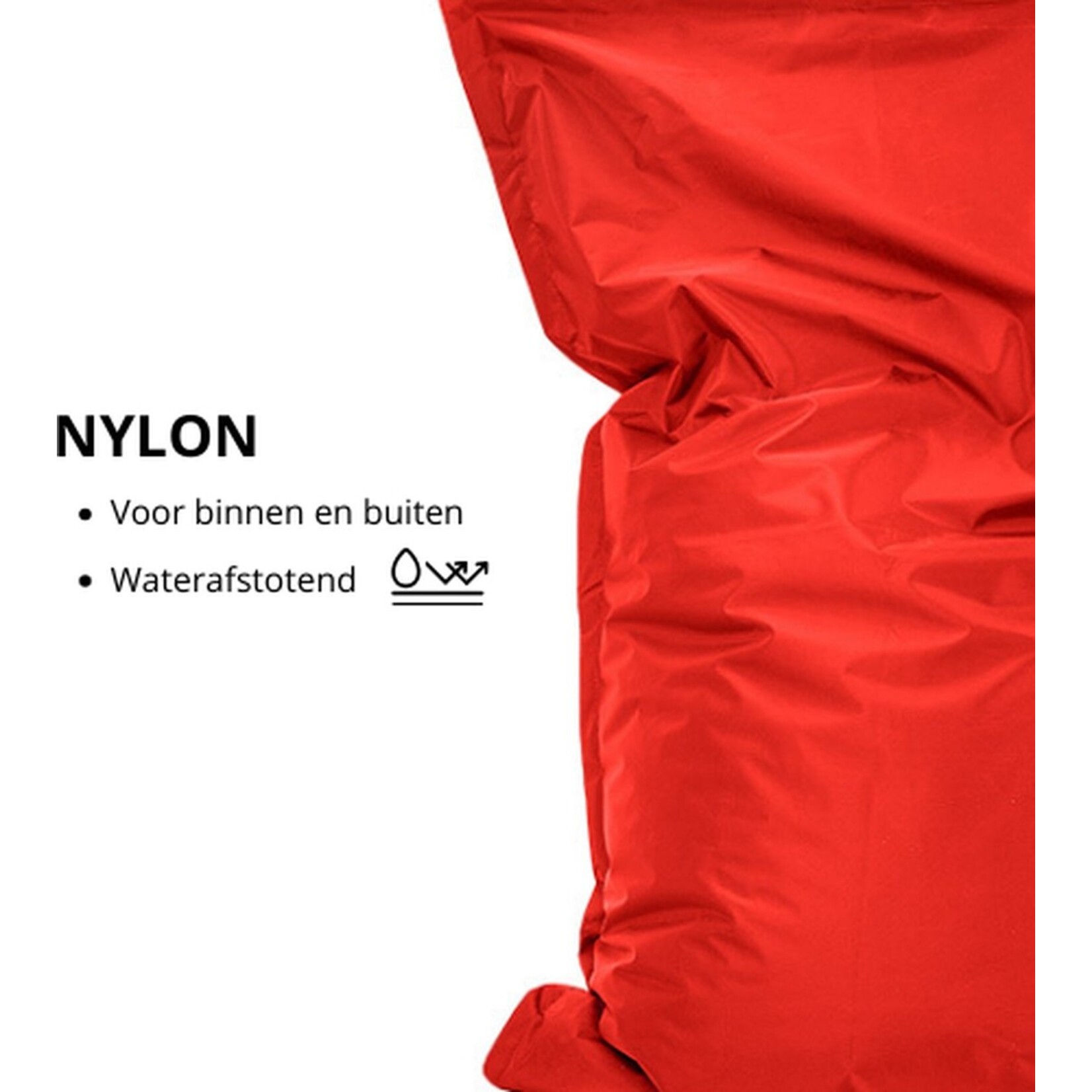 Bobbel Home Bobbel Home - Zitzak Bella - Ruime zitzakken - Kussen - Nylon - 100x150 cm - Voor Binnen en Buiten - Rood