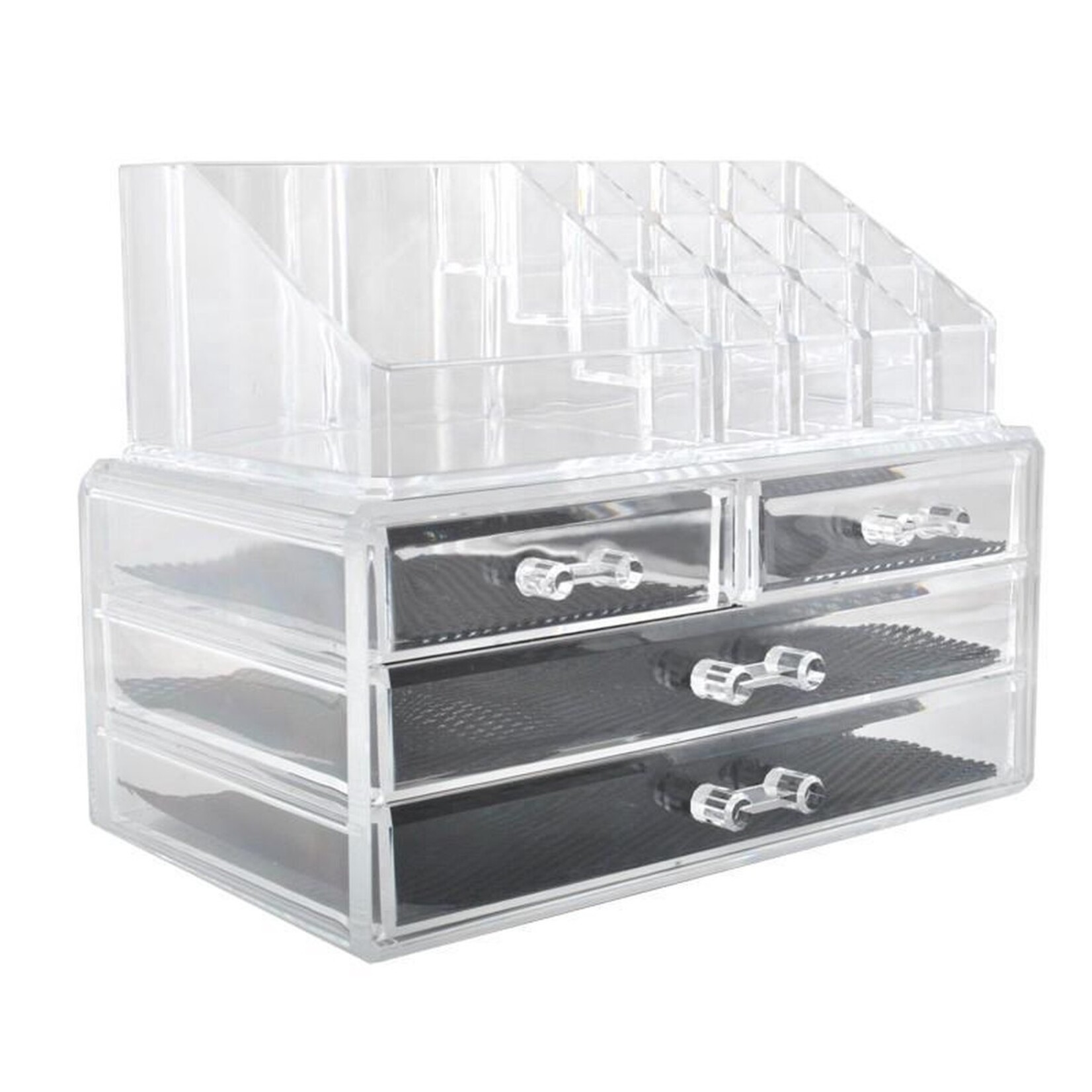 Bobbel Home Acrylic Beauty Make Up Organiser 4 Drawers - Clear Transparent Jewellery Makeup Cosmetics Storage System Organiser DIsplay Holder - Eyeliner - Lipstick - Brushes Visage - Makeup Cabinet - Styling Table