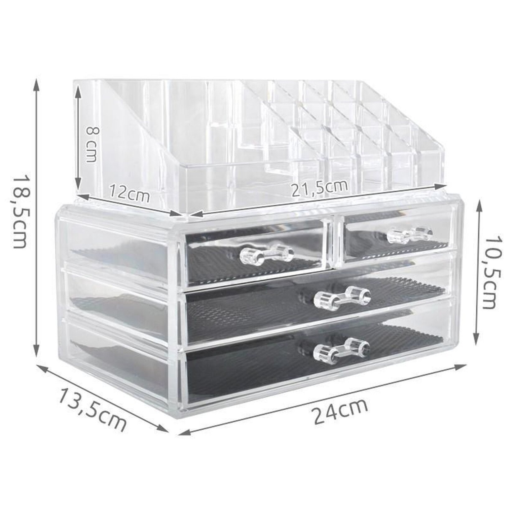 Bobbel Home Acrylic Beauty Make Up Organiser 4 Drawers - Clear Transparent Jewellery Makeup Cosmetics Storage System Organiser DIsplay Holder - Eyeliner - Lipstick - Brushes Visage - Makeup Cabinet - Styling Table