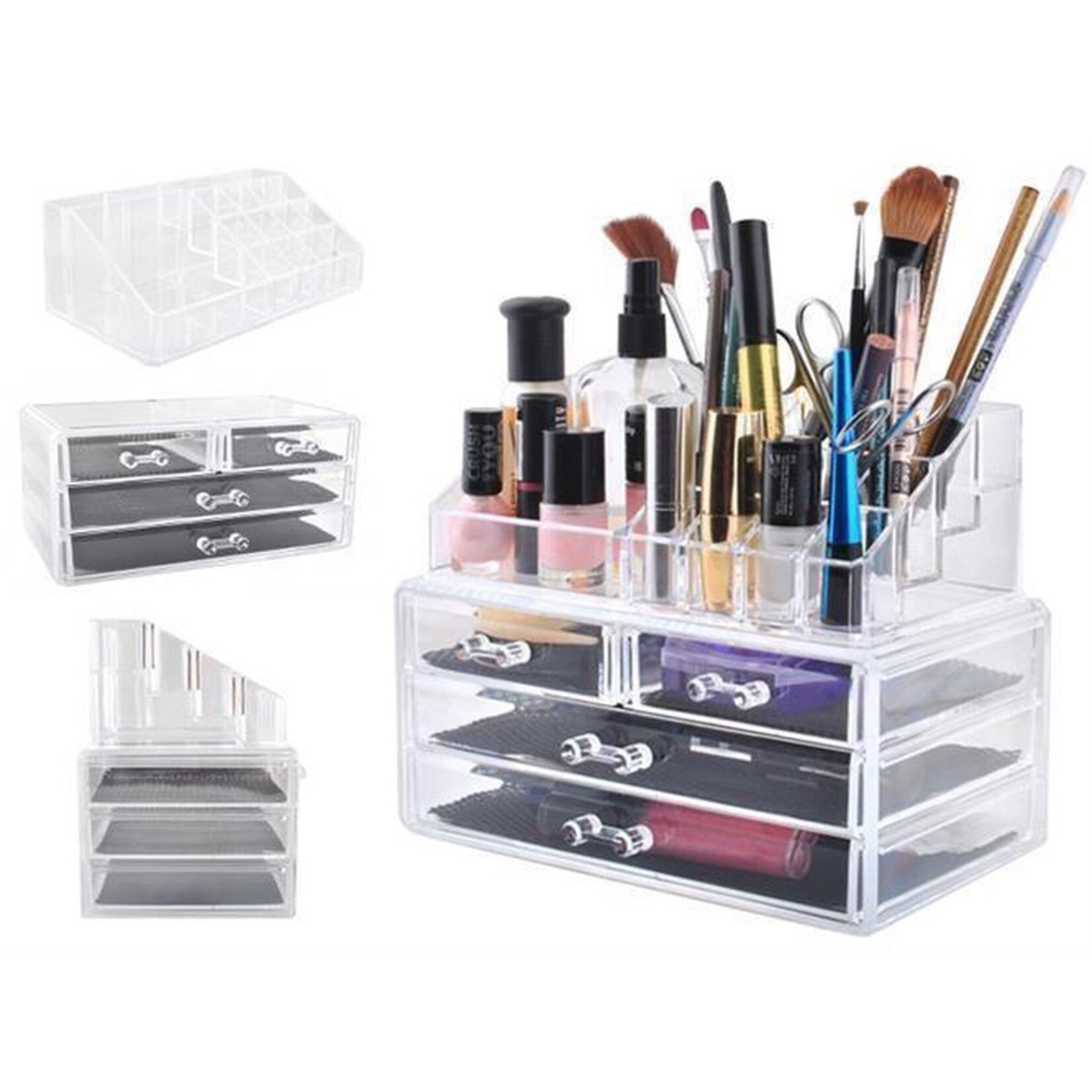 Bobbel Home Acryl Beauty Make Up Organizer 4 Lades - Transparant Sieraden Make-up Cosmetica Opbergsysteem Organiser Display Houder - Eyeliner - Lippenstift - Brushes Visagie - Make-up kastje - Kaptafel