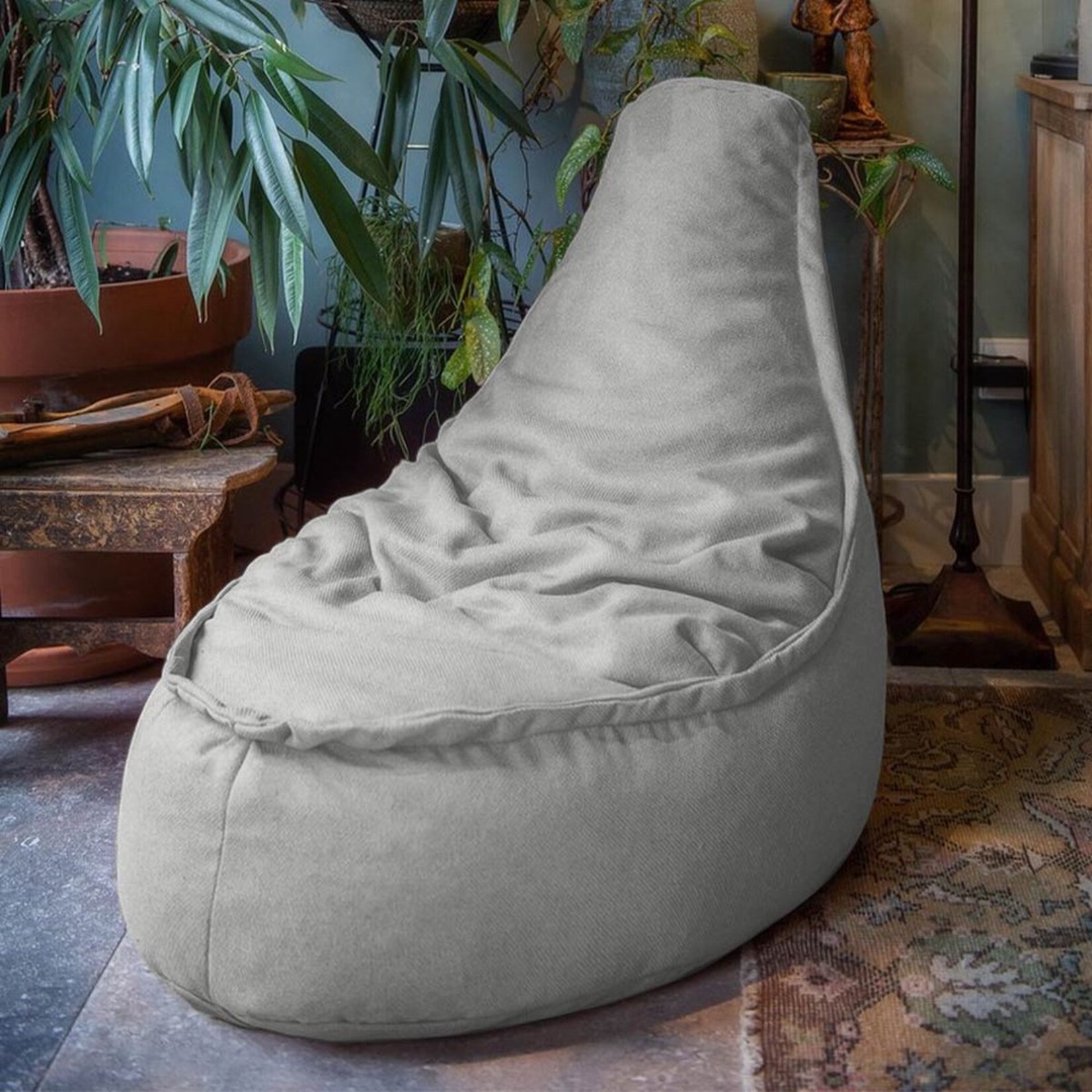 Drop & Sit Beanbag Chair Durable and made from 100% Recycled Pet Bottles - Gray - Water Repellent - For Indoors and Outdoors